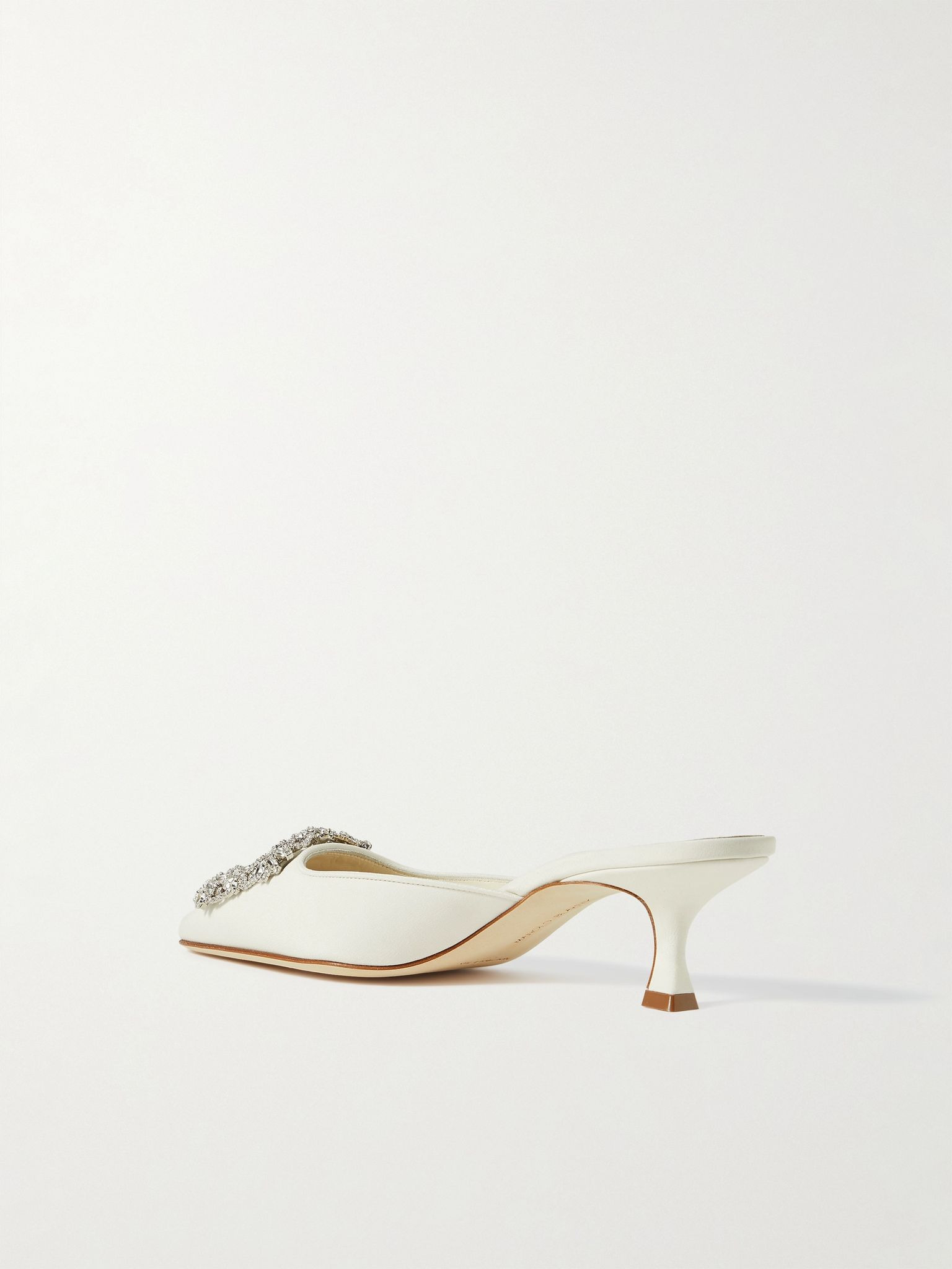 Maysale 50 buckled crepe de chine mules White - 3