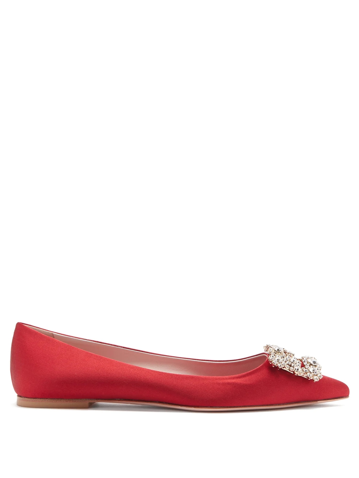 Flower Strass point-toe satin flats - 1