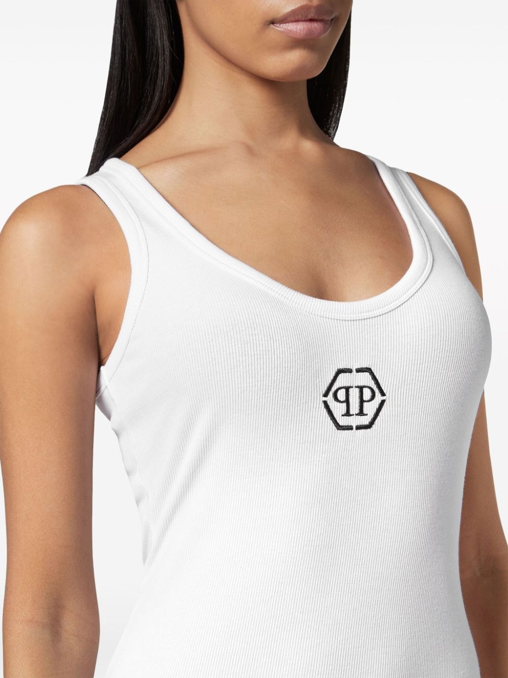 logo-embroidered tank dress - 4