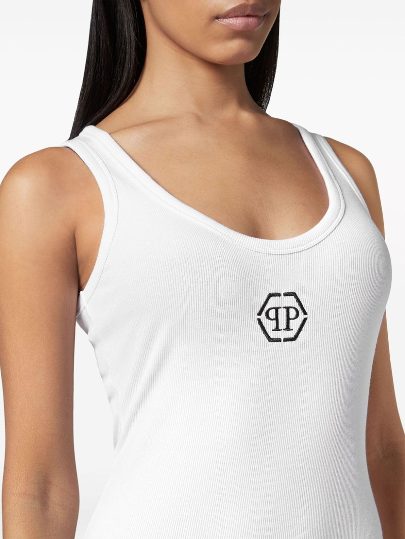 logo-embroidered tank dress 4