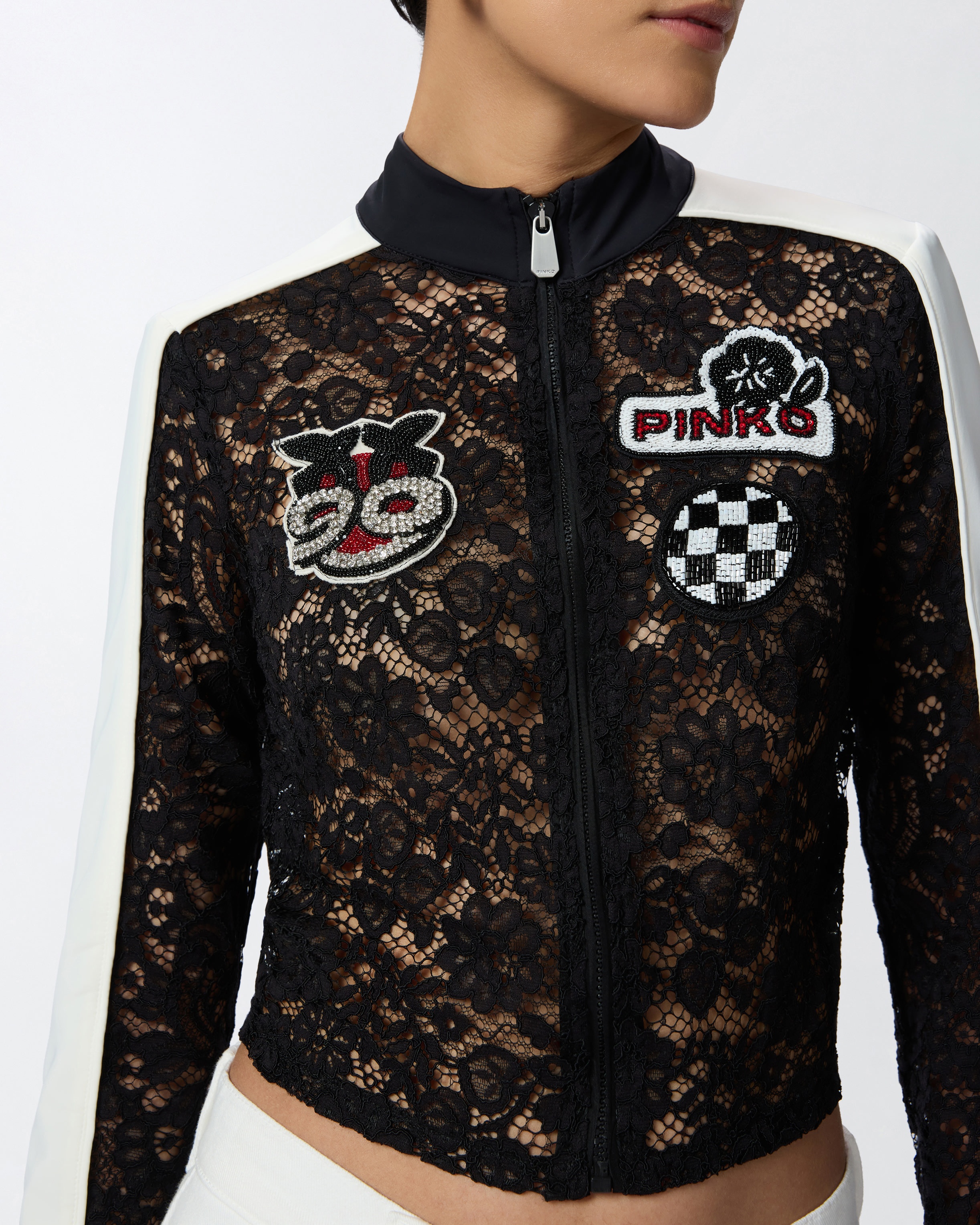 LIGHT LACE JACKET WITH EMBROIDERED PATCHES - 5