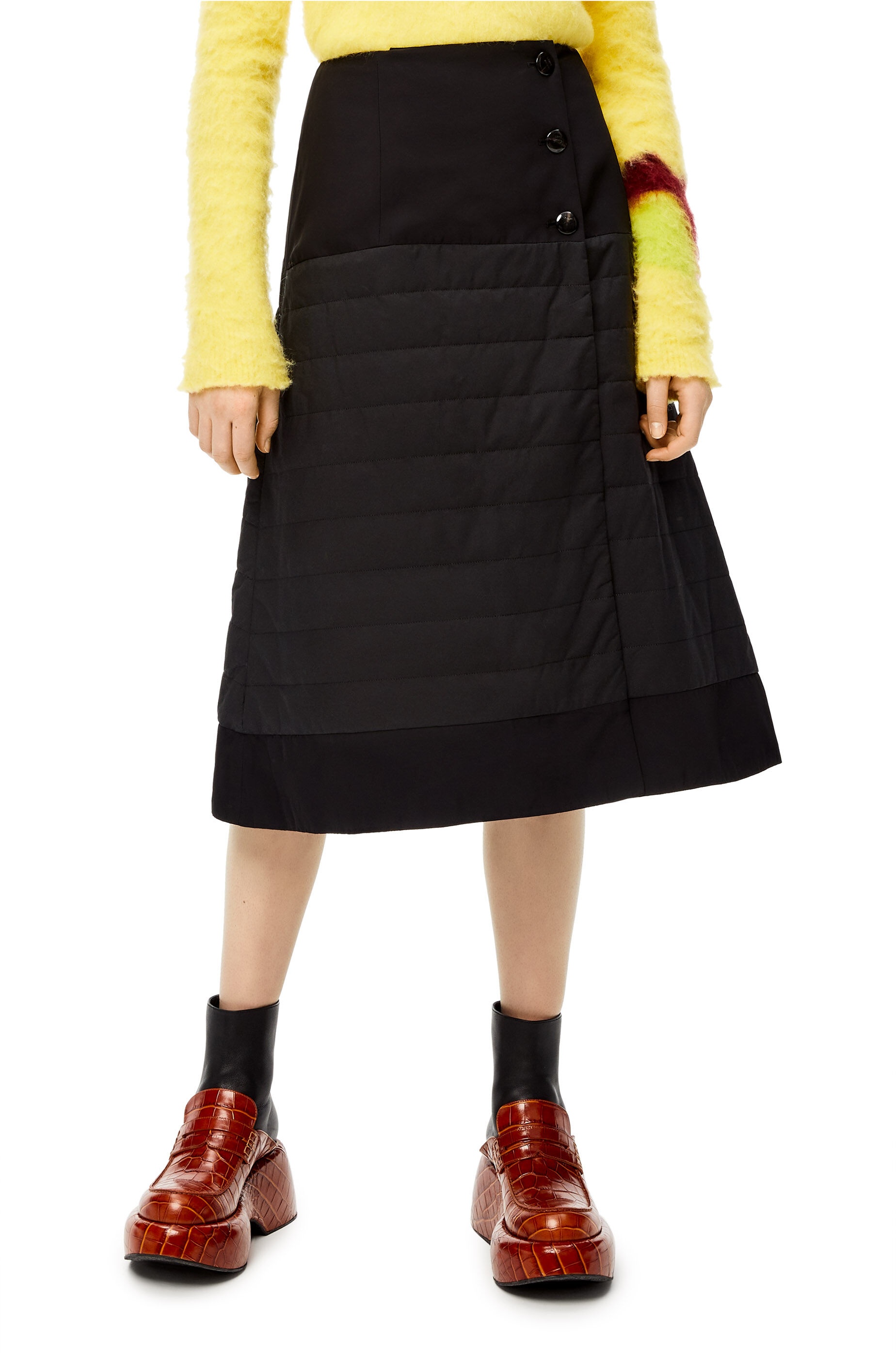 Padded wrap midi skirt in cotton - 3