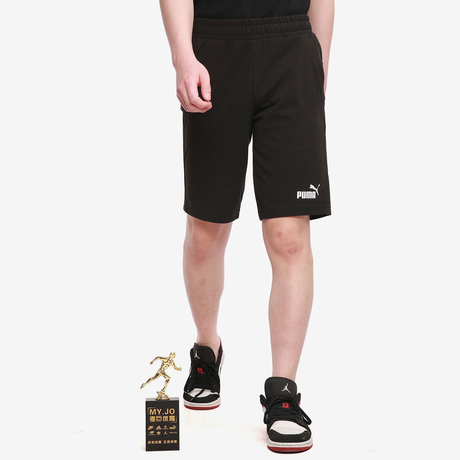 PUMA Essentials Short 12" Cotton 'Black White' 588722-01 - 3