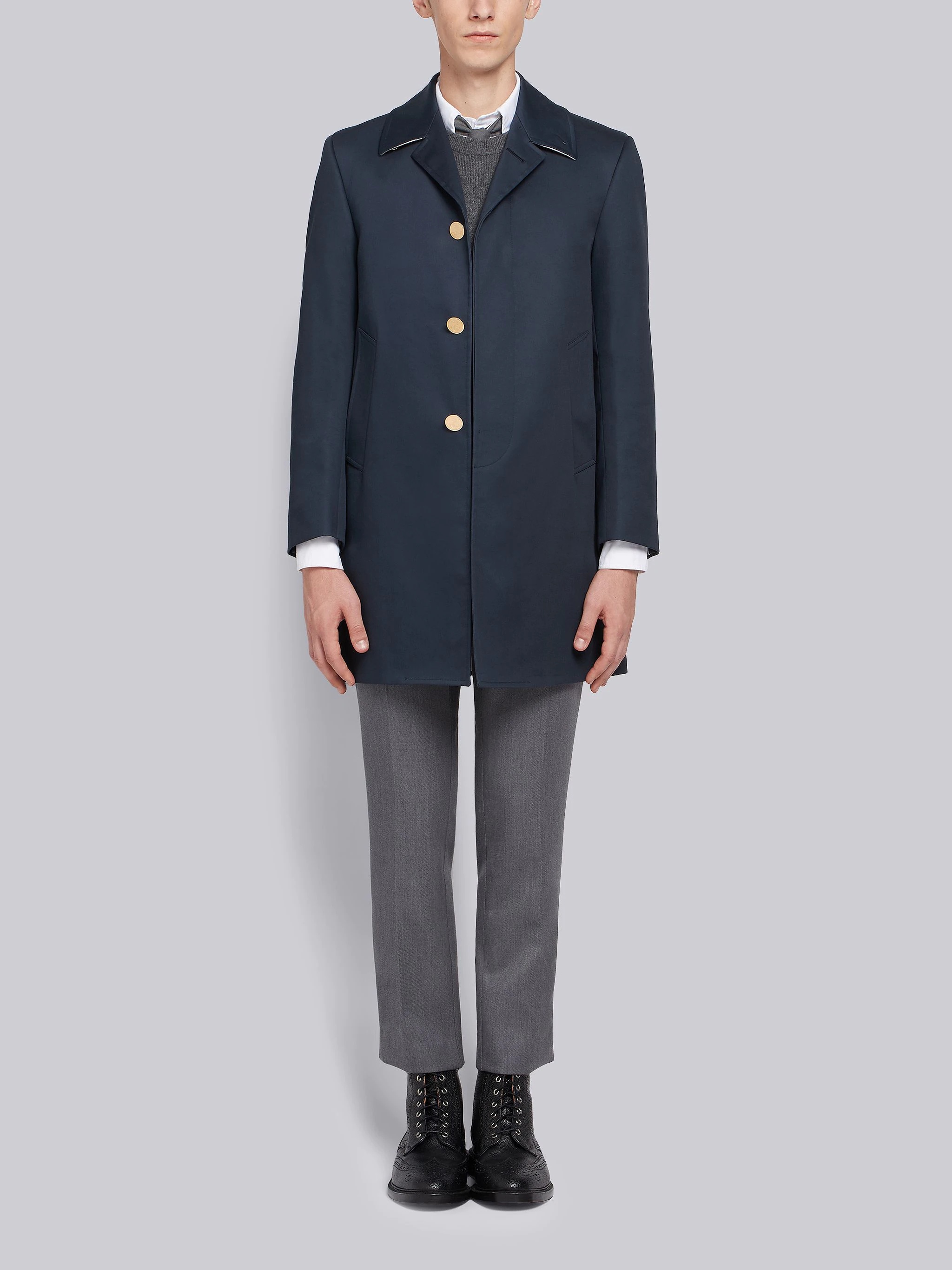 Navy Mackintosh Bal Collar Classic Overcoat - 4