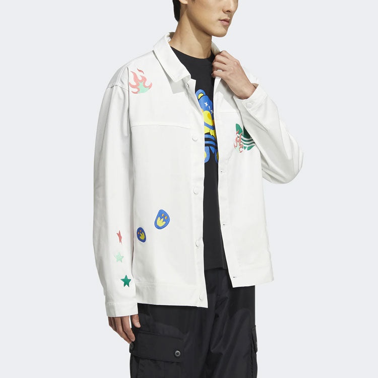 adidas originals SS22 Logo Cartoon Printing Sports Jacket Unisex White HP0116 - 5