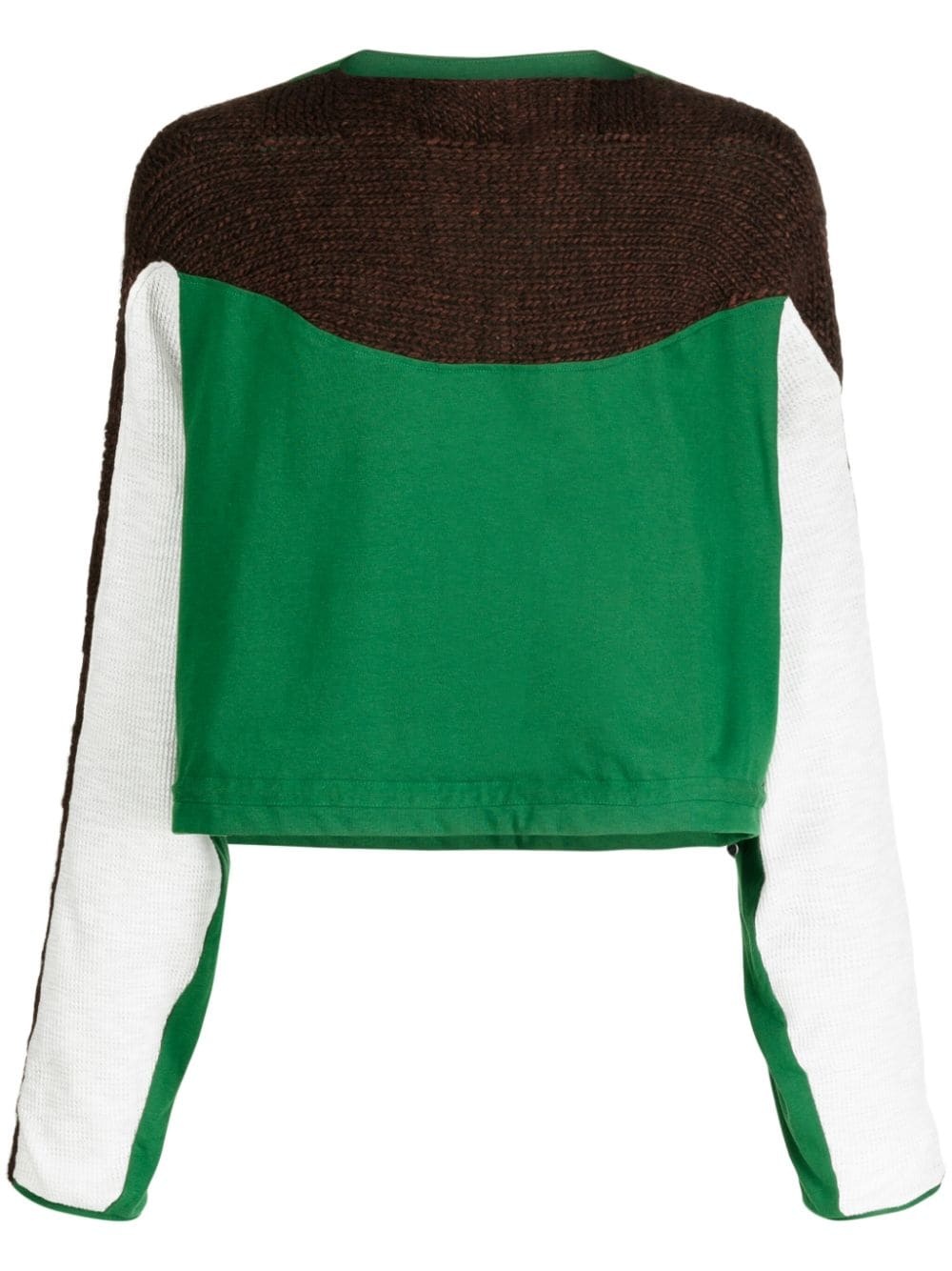 long-sleeve knitted-panel jumper - 1