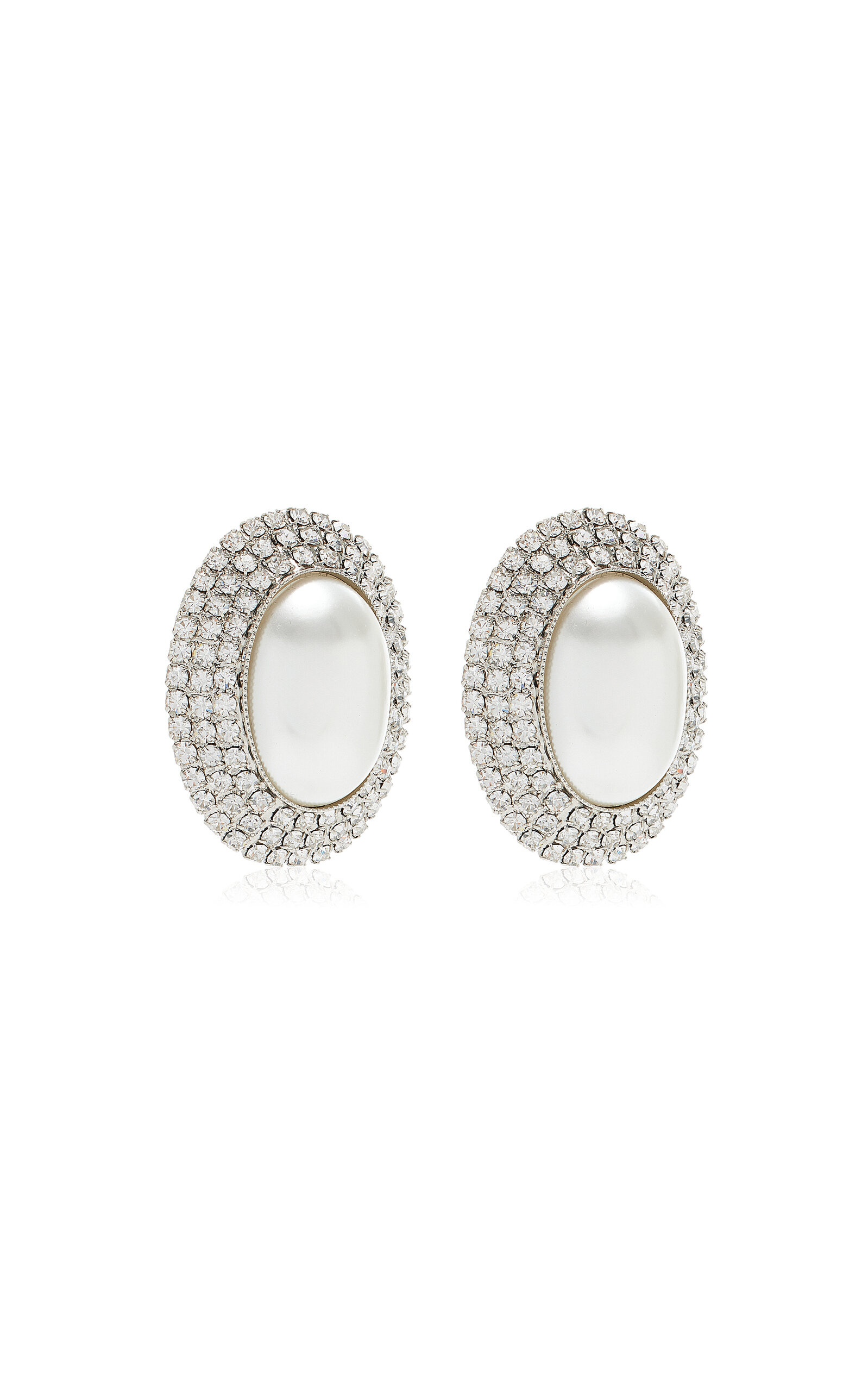 Crystal-Trimmed Pearl Earrings silver - 3