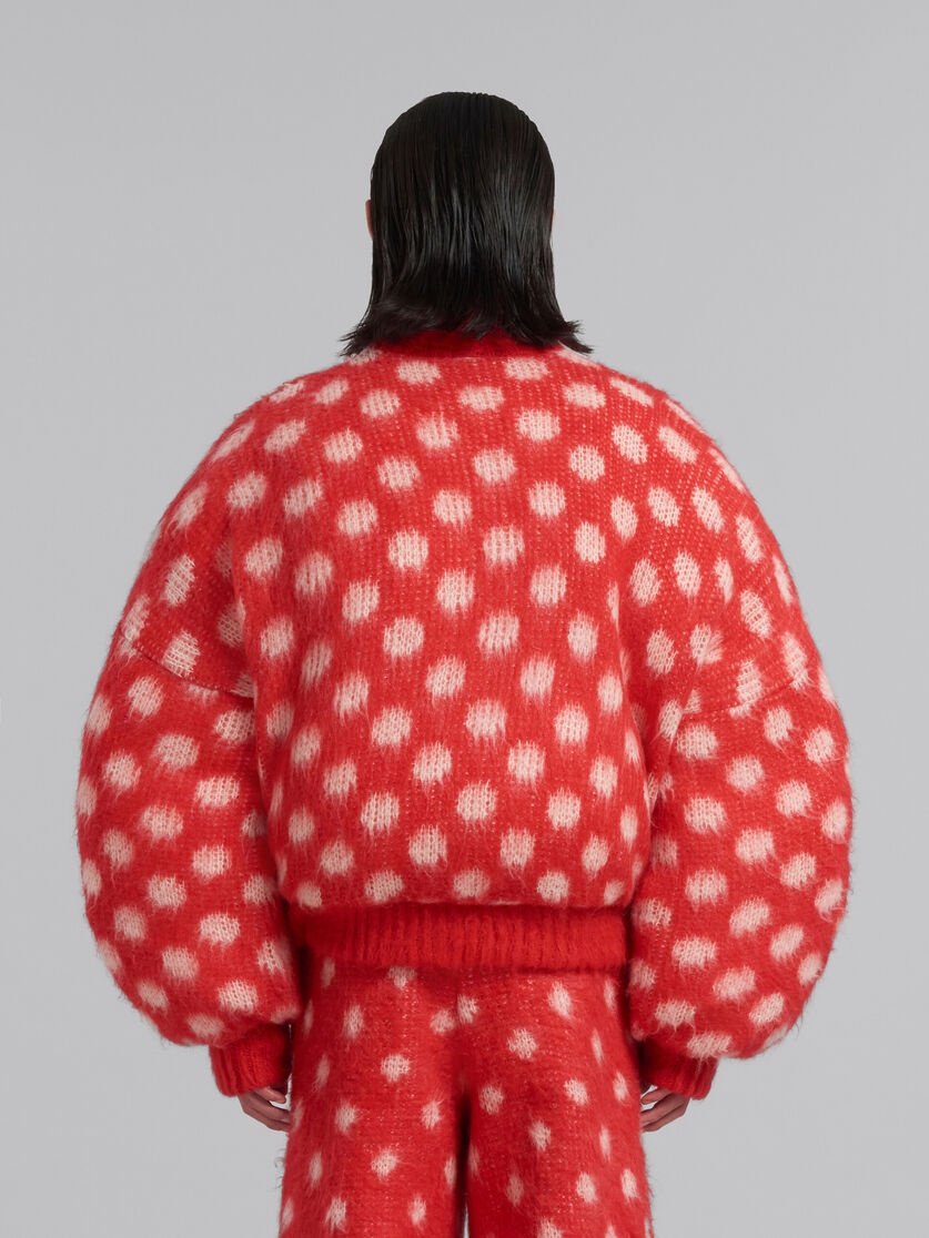 RED PUFFY MOHAIR JUMPER WITH POLKA DOTS - 3
