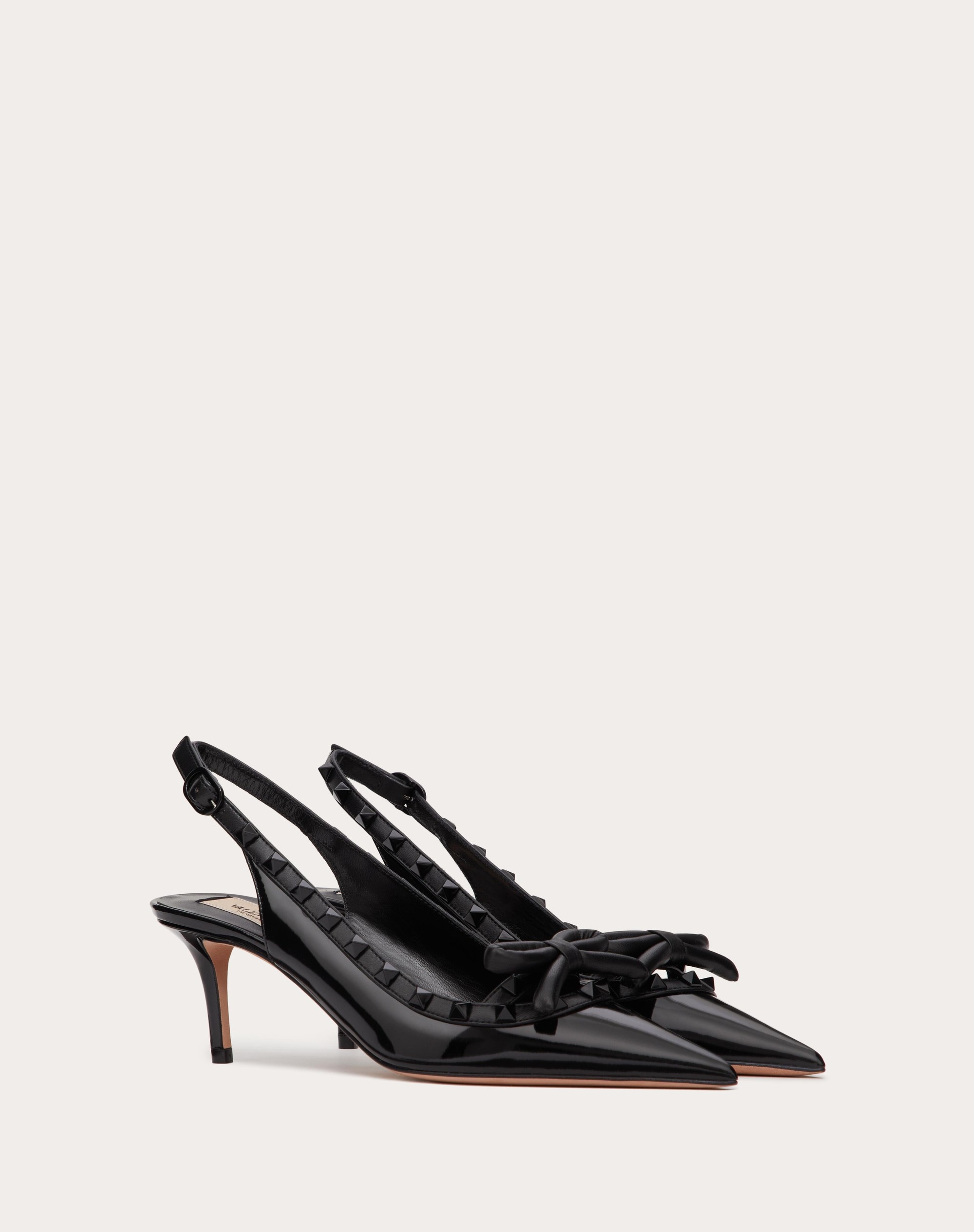 ROCKSTUD BOW SLINGBACK PUMP IN PATENT LEATHER WITH MATCHING STUDS 60MM - 2