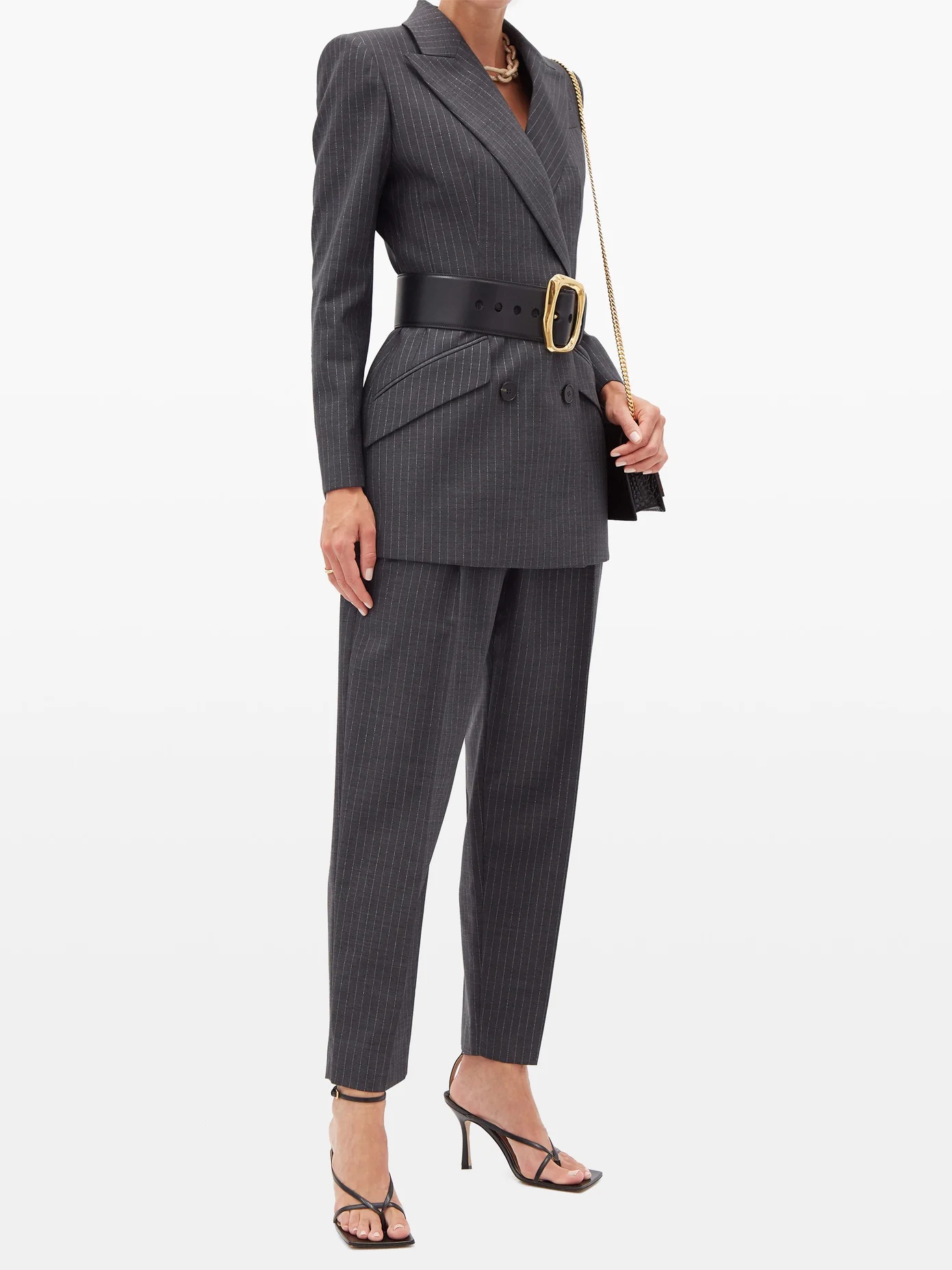 Metallic-pinstriped wool-blend twill trousers - 2