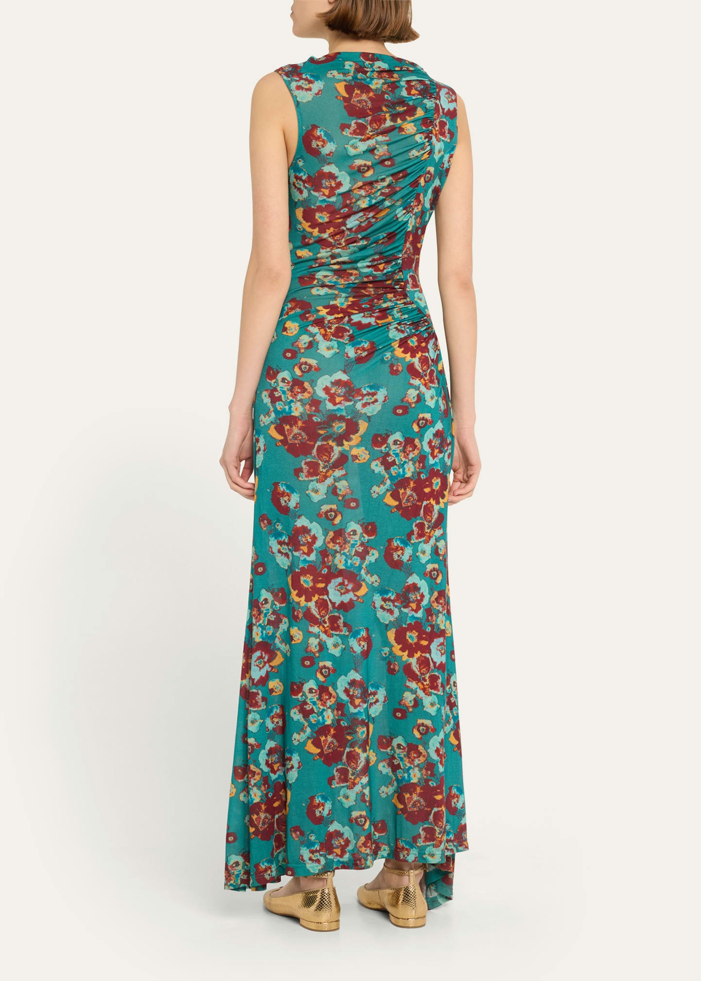 Livia Sleeveless Ruched Floral Maxi Dress - 3