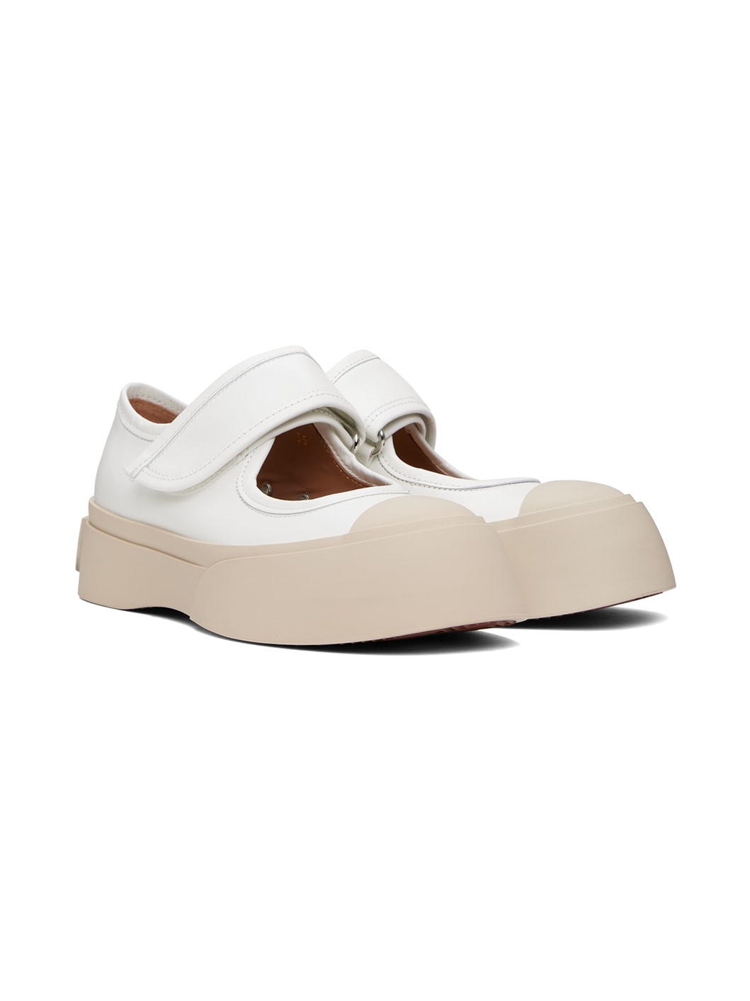 White Pablo Mary Jane Ballerina Flats - 4