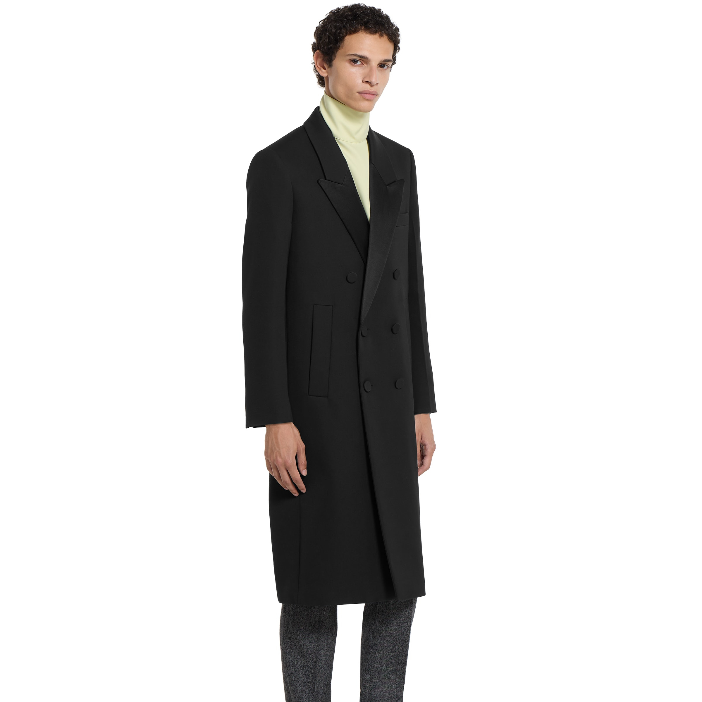 Double wool and satin coat - 3