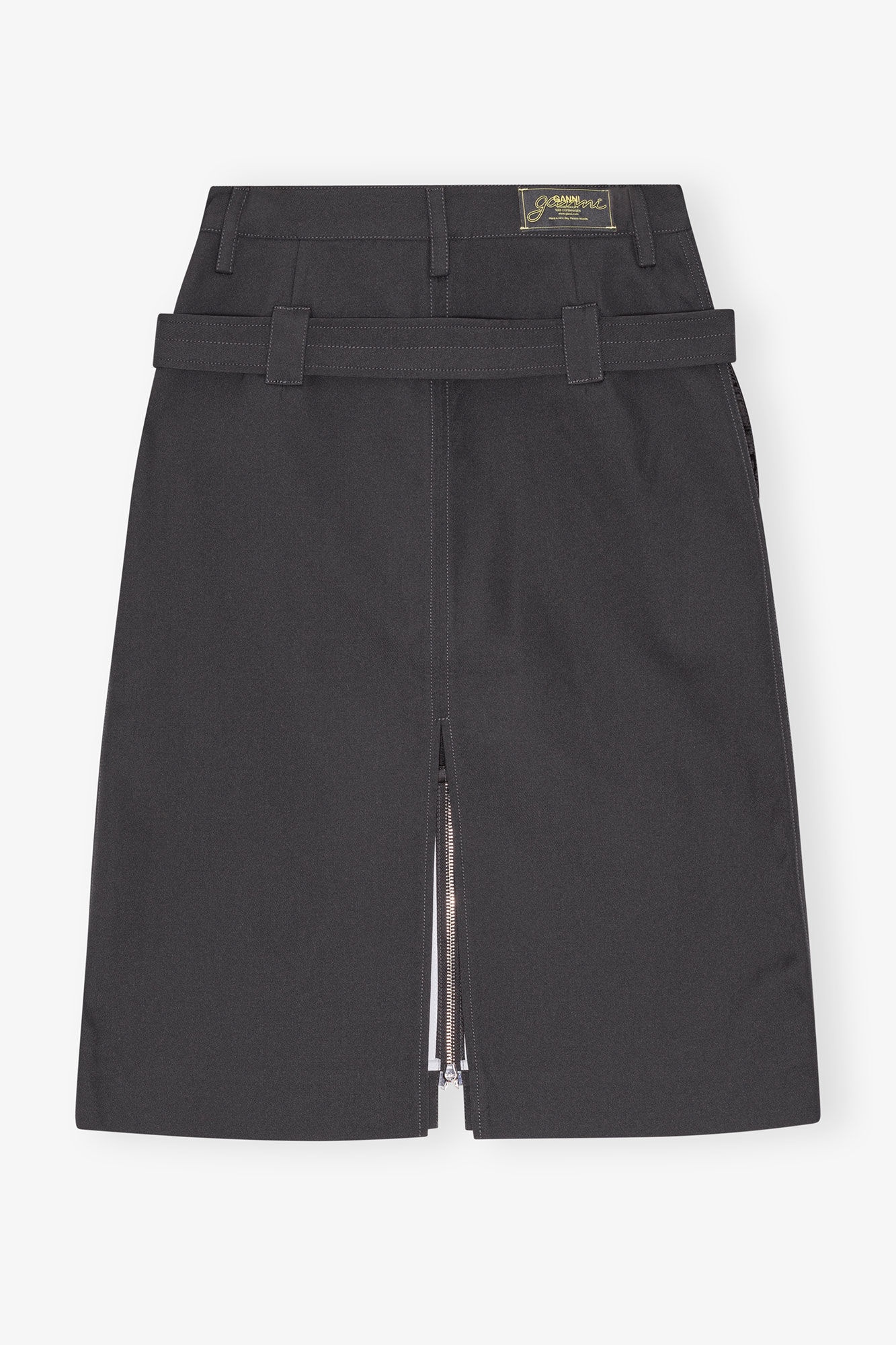 BLACK HEAVY TWILL MIDI SKIRT - 7