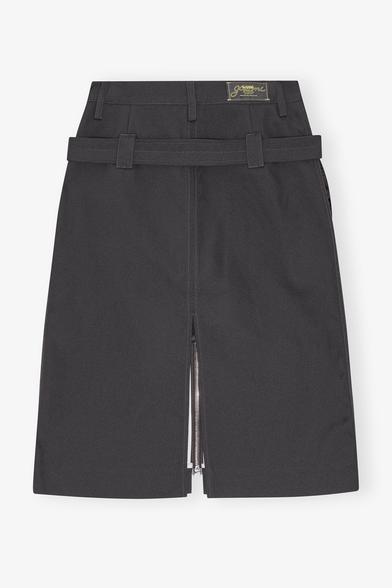 BLACK HEAVY TWILL MIDI SKIRT 7
