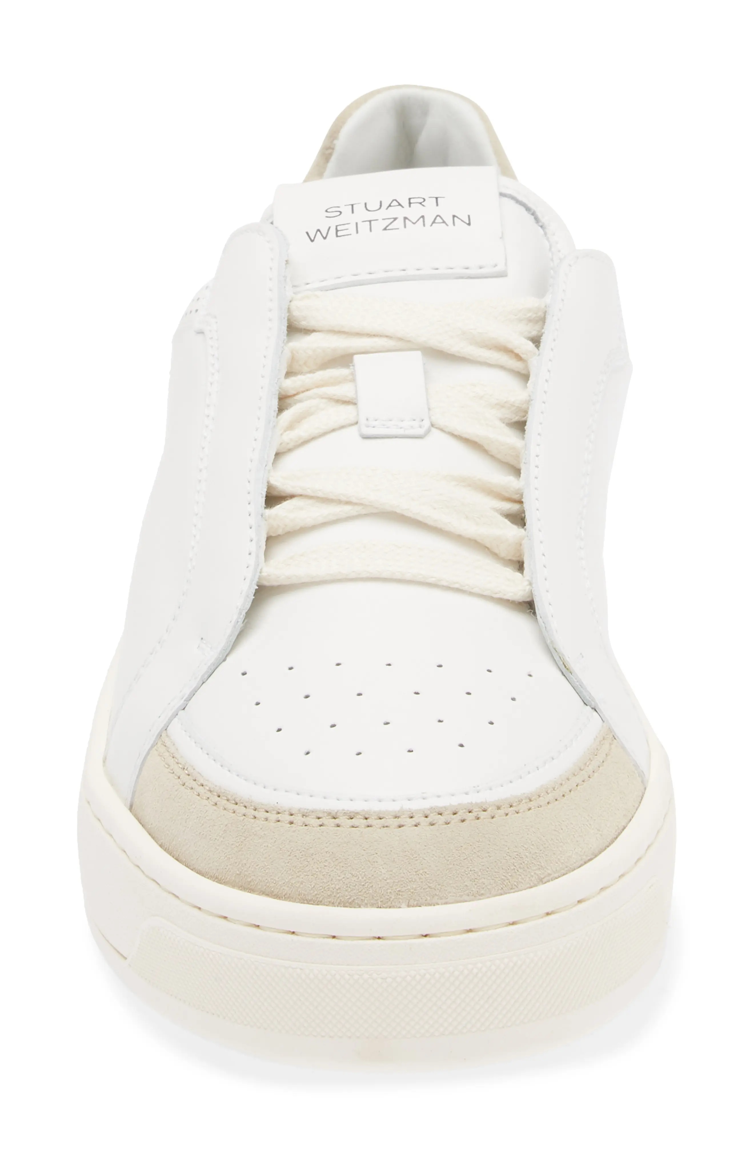 Courtside Retro Sneaker in Beige/White/Silver Calf - 4