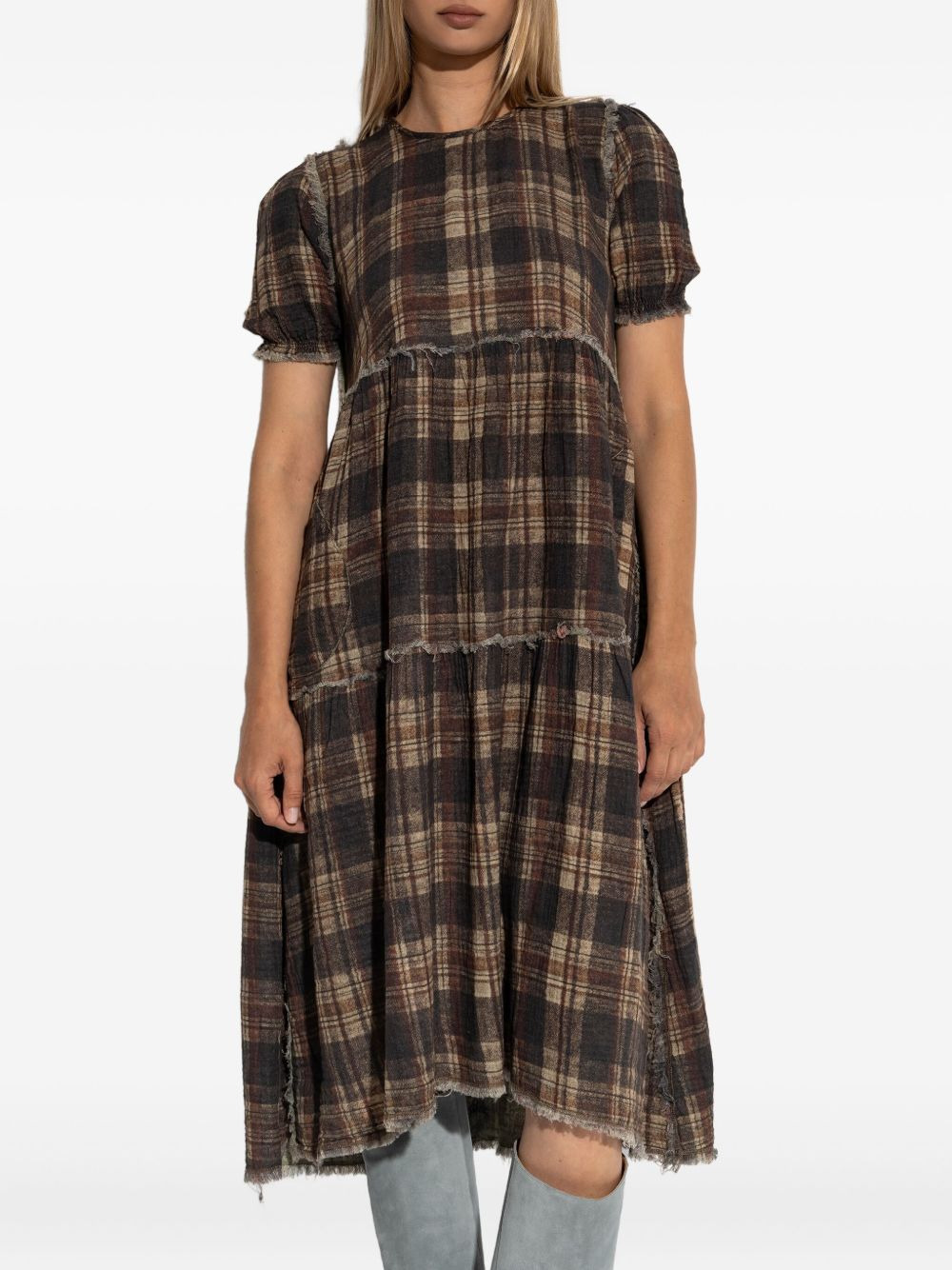 tiered check dress - 3