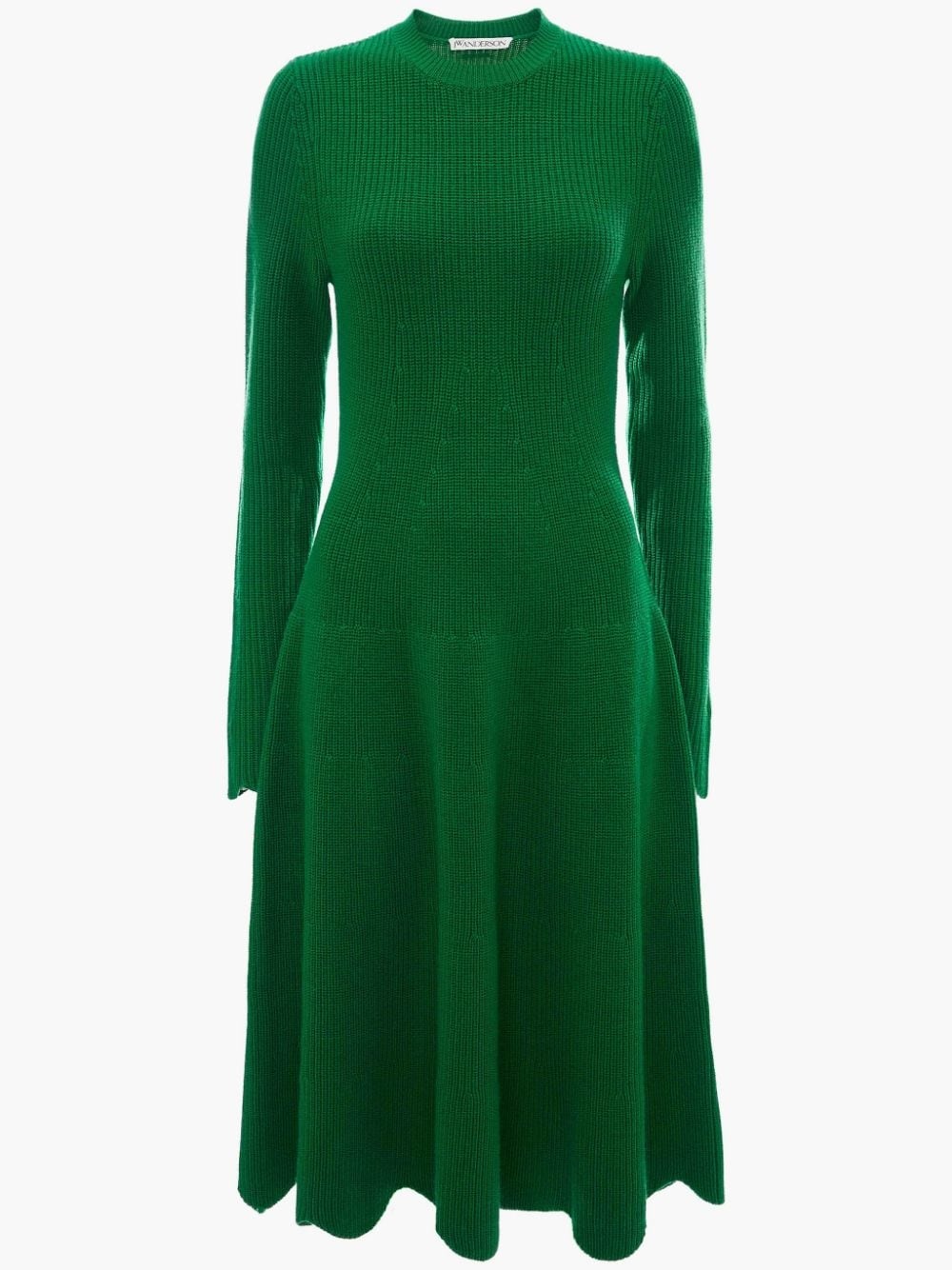 SCALLOPED HEM LONG SLEEVE DRESS - 1