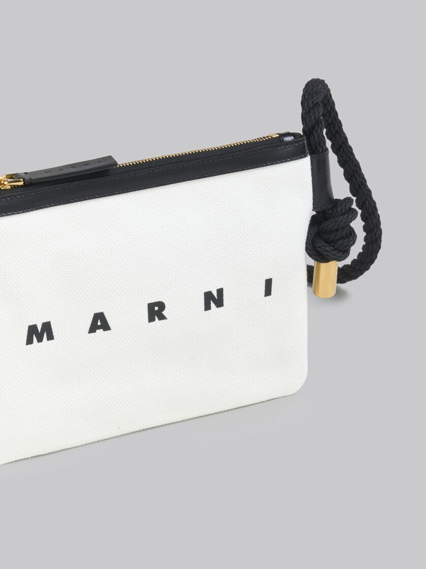 Marni WHITE AND BLACK CANVAS MARCEL POUCH | REVERSIBLE