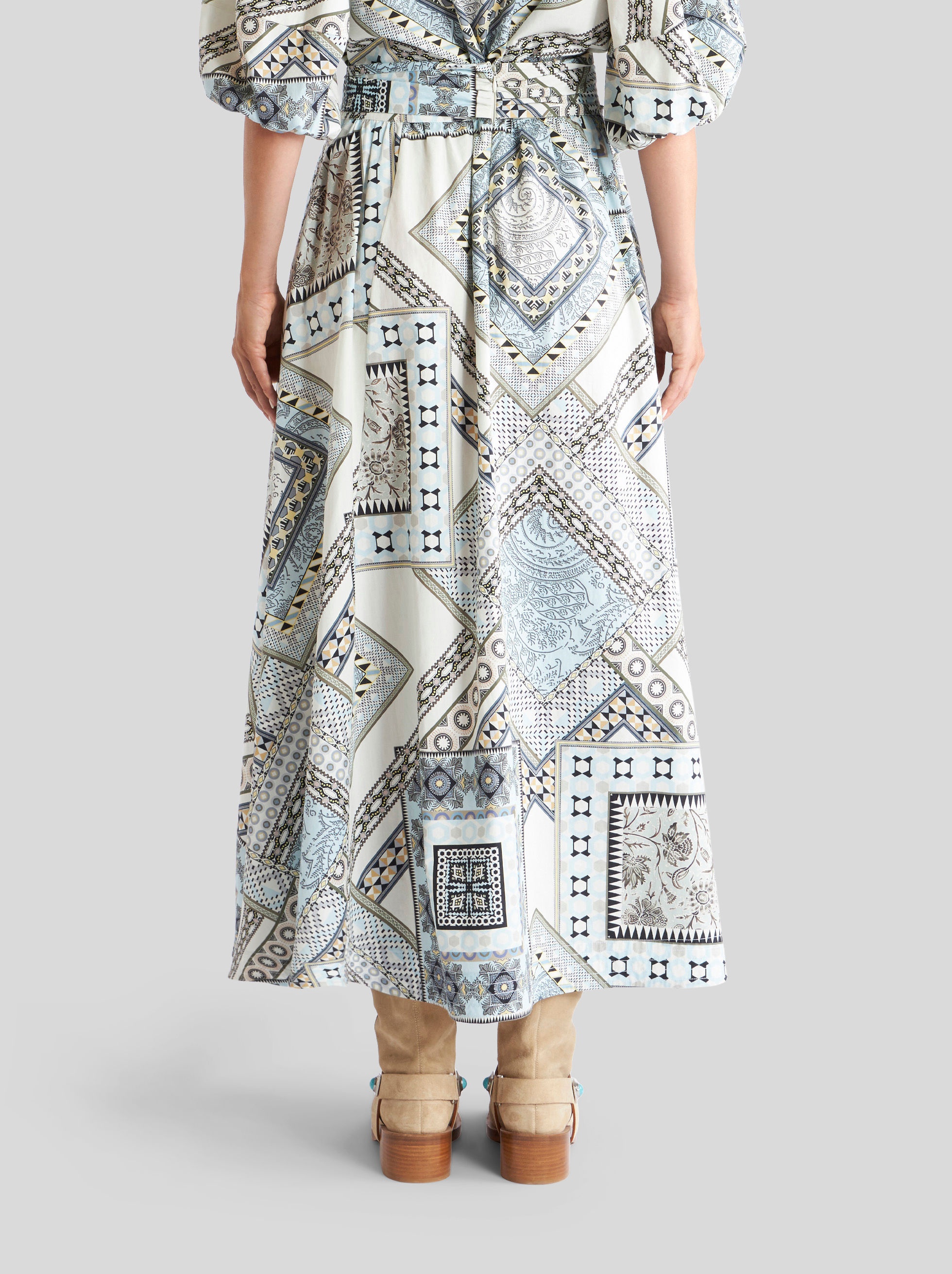 COTTON SKIRT WITH PATCHWORK PATTERN - 4
