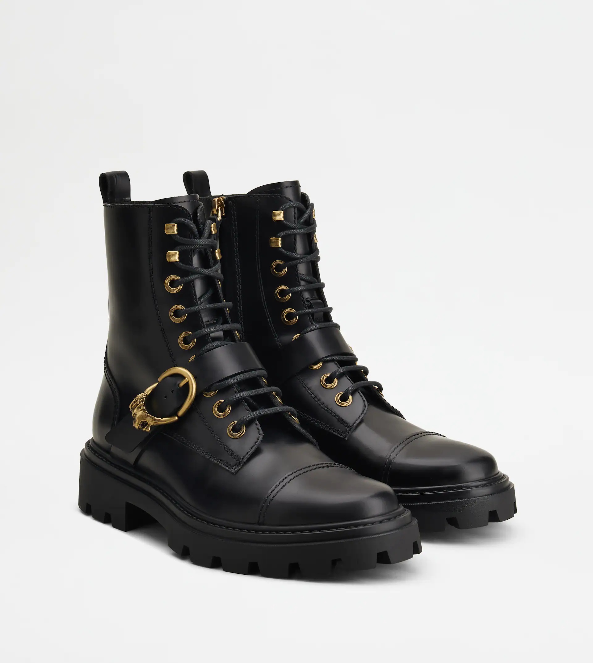 TOD'S COMBAT BOOTS IN LEATHER - BLACK - 2