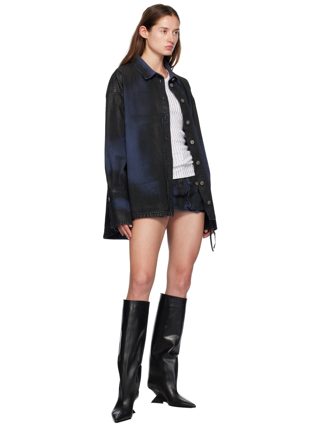 SSENSE Exclusive Navy & Black Fay Denim Miniskirt - 4