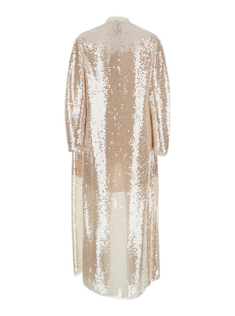forte_forte Long Dress liquid sequins with White Details in Tech Fabric for Women Polyester Elastane outlook