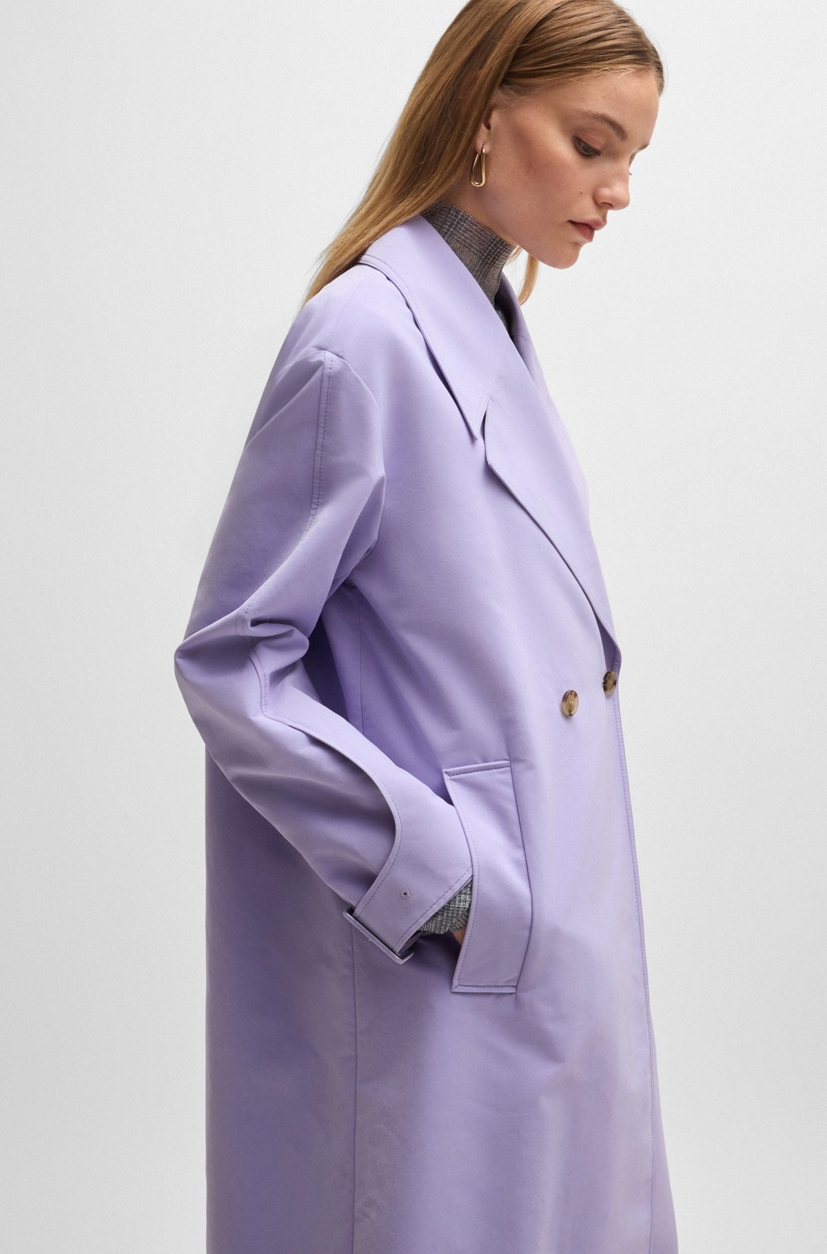 DOUBLE-BREASTED COAT WITH WATER-REPELLENT FINISH - 6