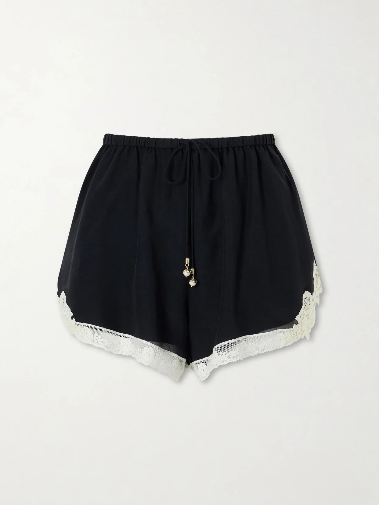 Roselight Lace-trimmed Cotton And Silk-blend Shorts - 1