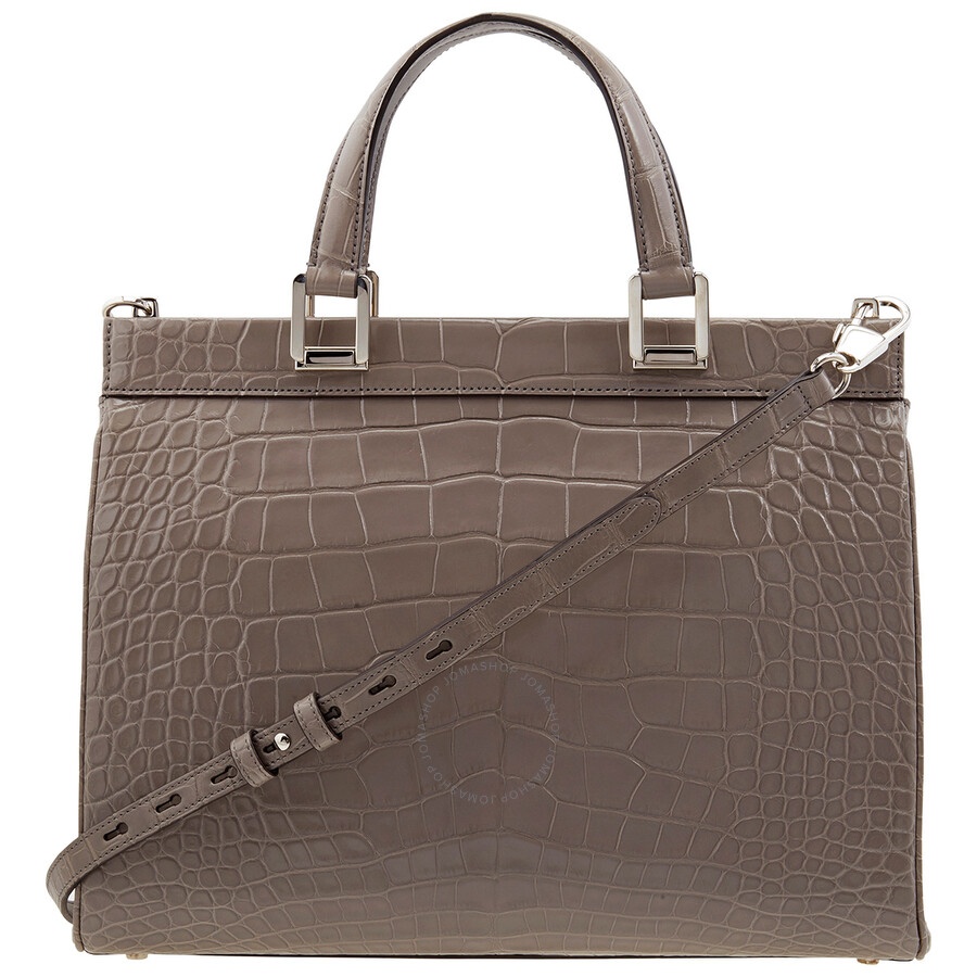 Gucci Grey Zumi Medium Top Handle Bag In Crocodile Effect - 7