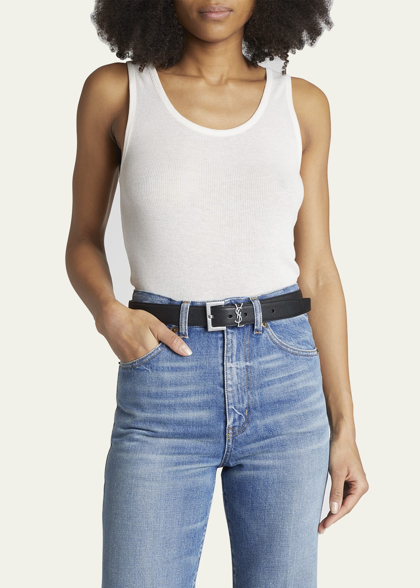 YSL Cintura Box Leather Belt - 2