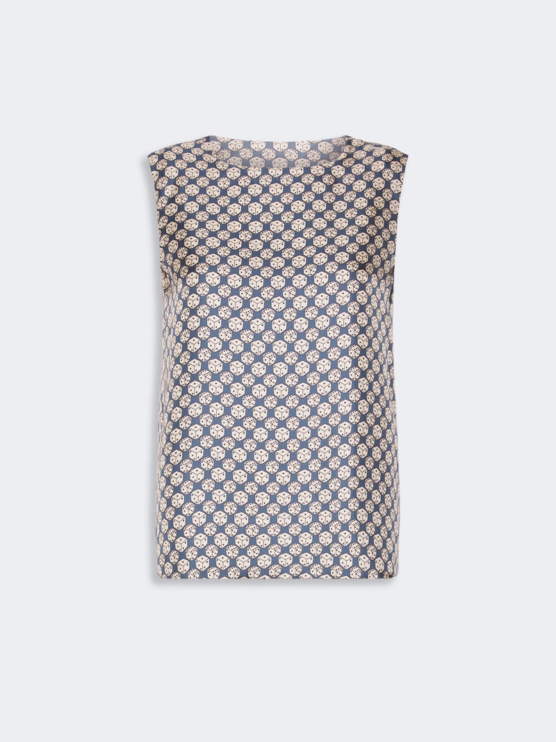 TIMETOP Printed silk top - NAVY 1