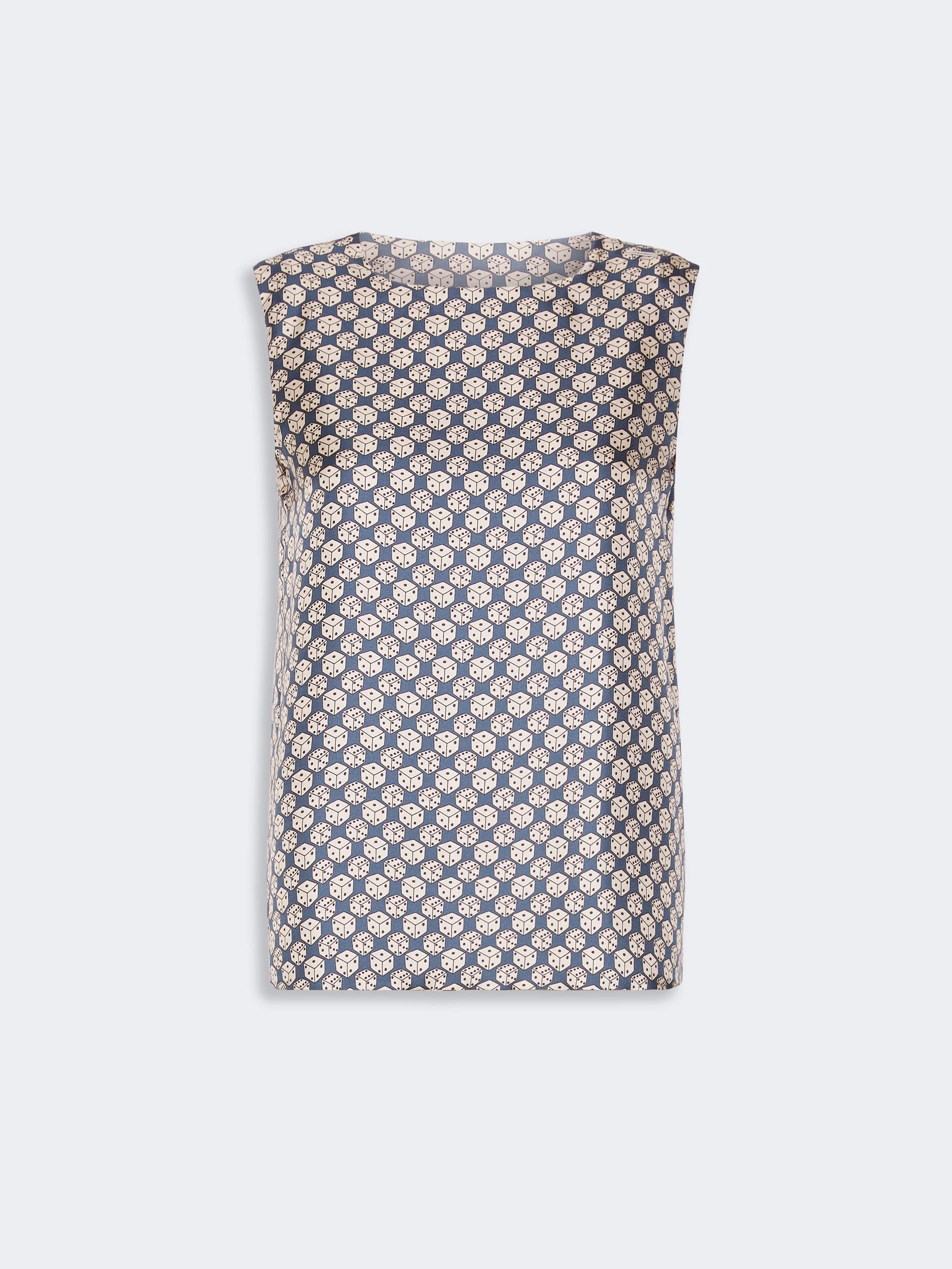 TIMETOP Printed silk top - NAVY - 1