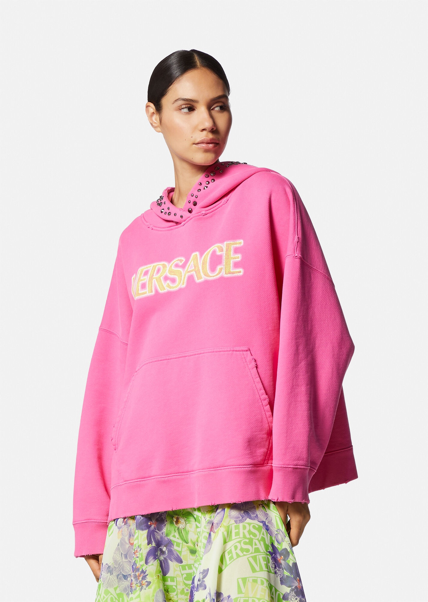 Studded Distressed Logo Hoodie - 3
