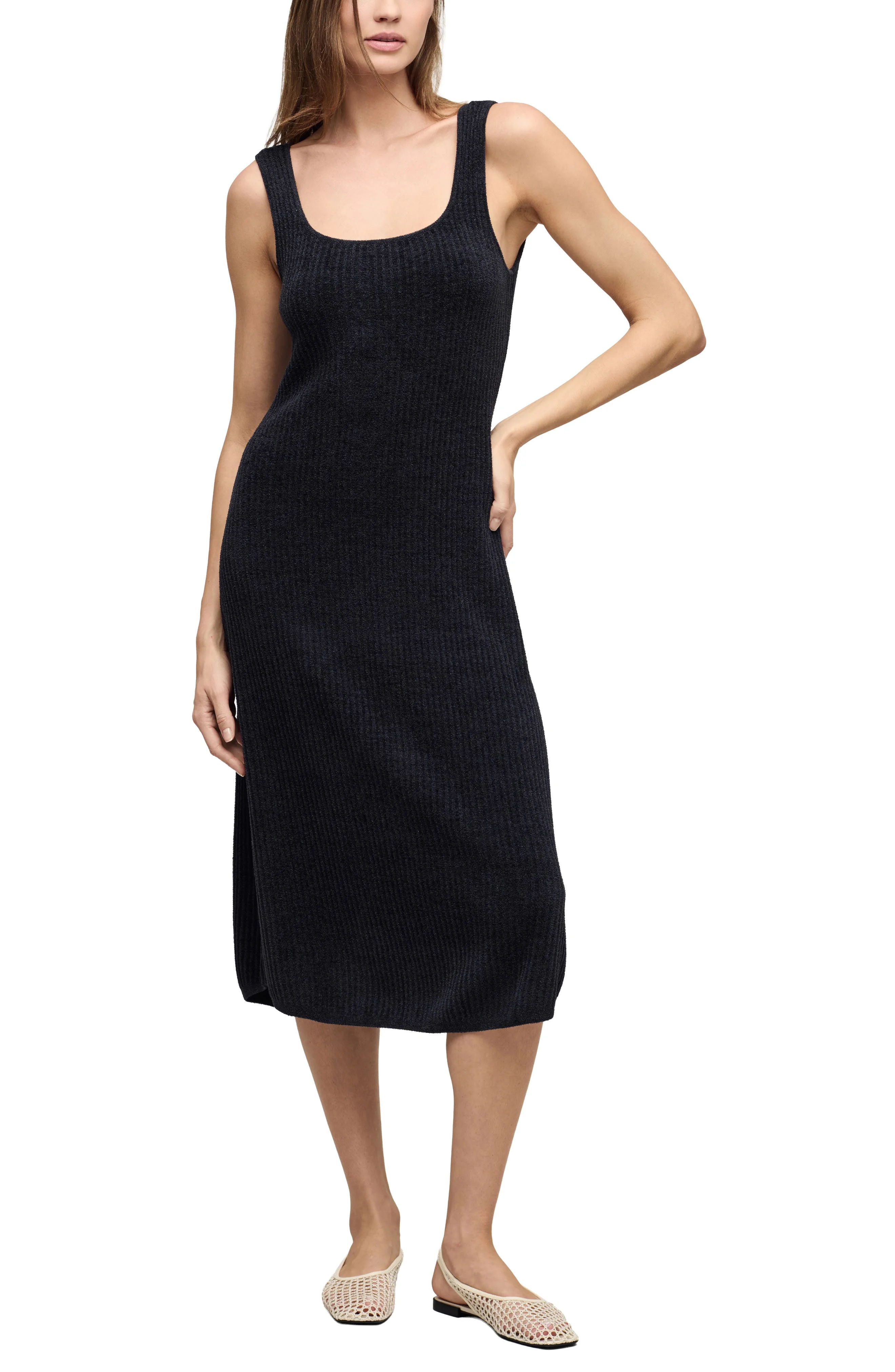barefoot dreams CozyChic® Ultra Lite Midi Dress in Black - 1