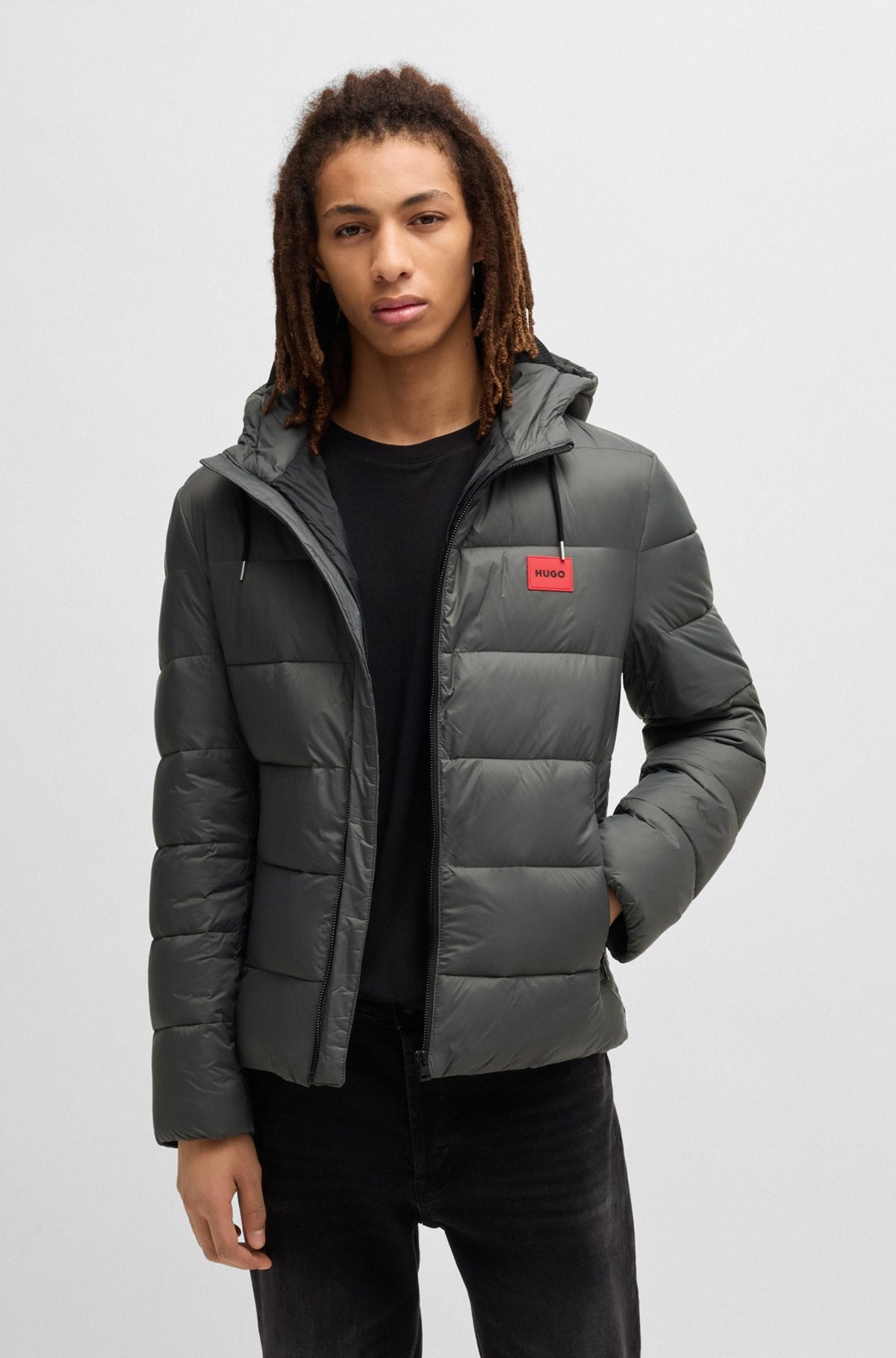 SLIM-FIT WATER-REPELLENT PUFFER JACKET WITH LOGO TRIM - 2