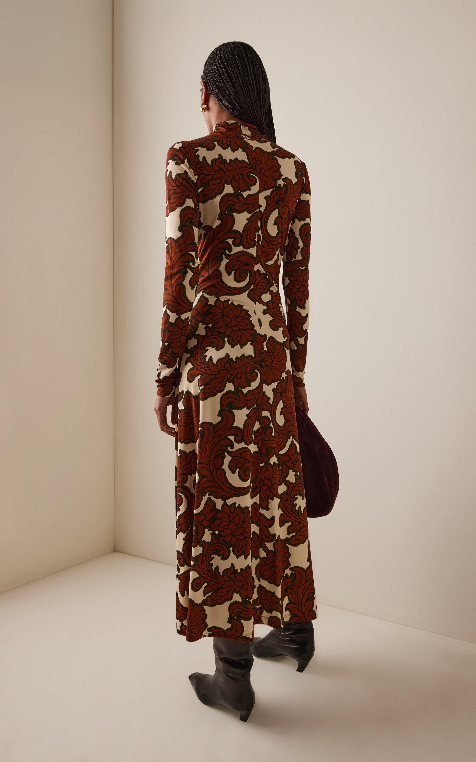 Hera Ruched Printed Jersey Midi Dress print - 4
