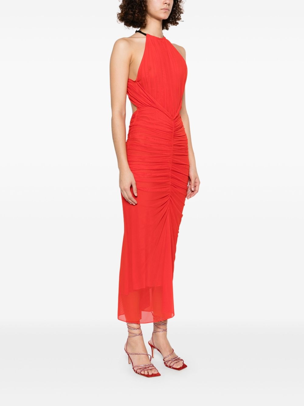 ruched halterneck maxi dress - 3