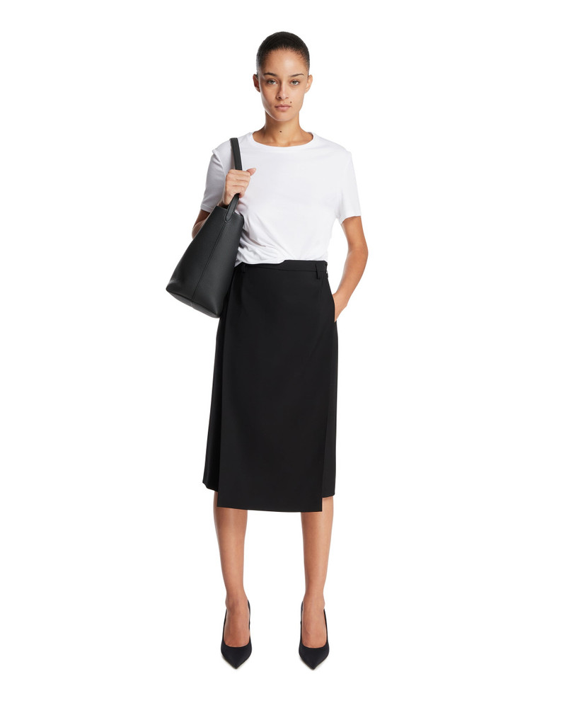 The Row Black Wool Midi Skirt outlook