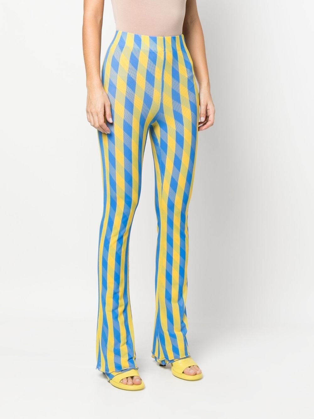 stripe checked slim-fit trousers - 3