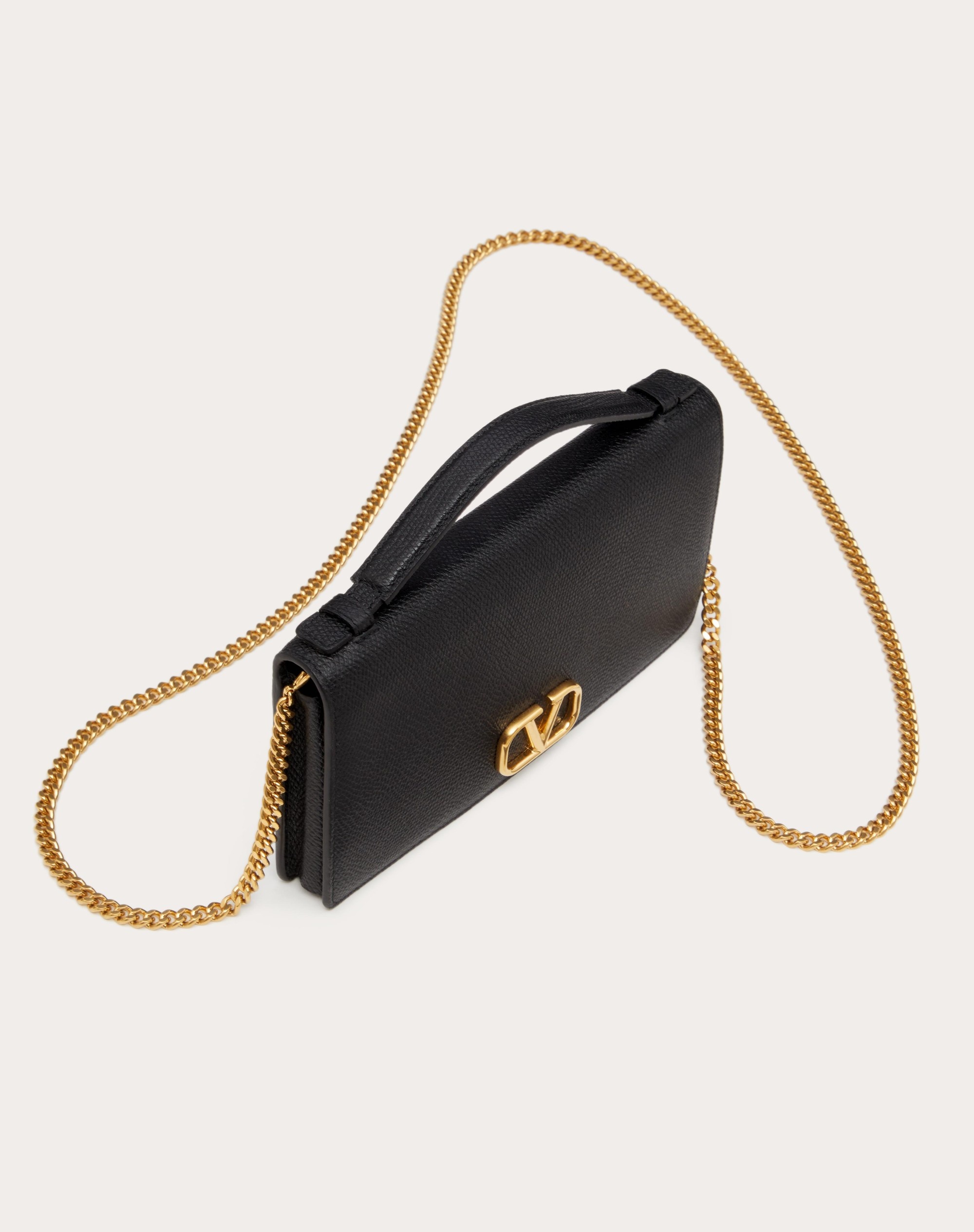 VLOGO SIGNATURE GRAINY CALFSKIN WALLET WITH CHAIN - 5