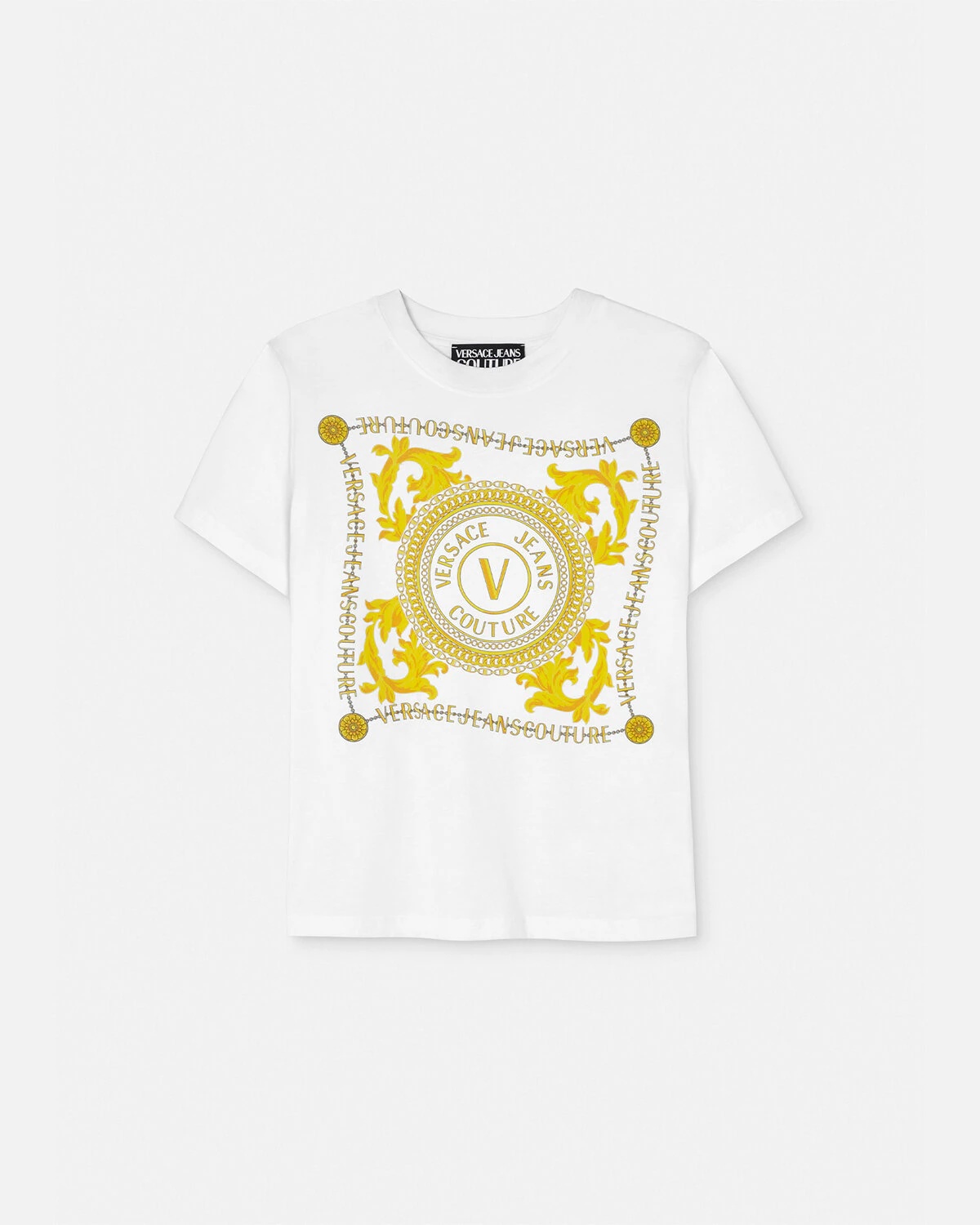 VERSACE JEANS COUTURE V EMBLEM T SHIRT-WHITE.