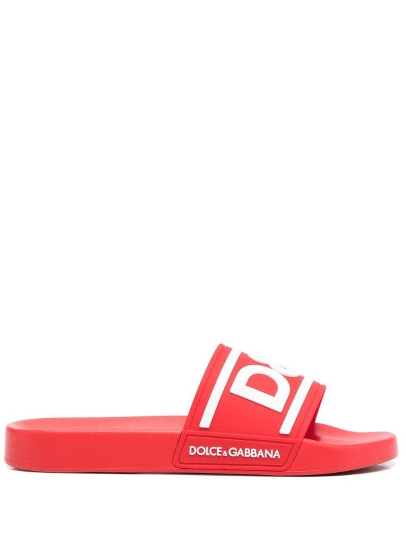 logo-print detail pool slides - 1