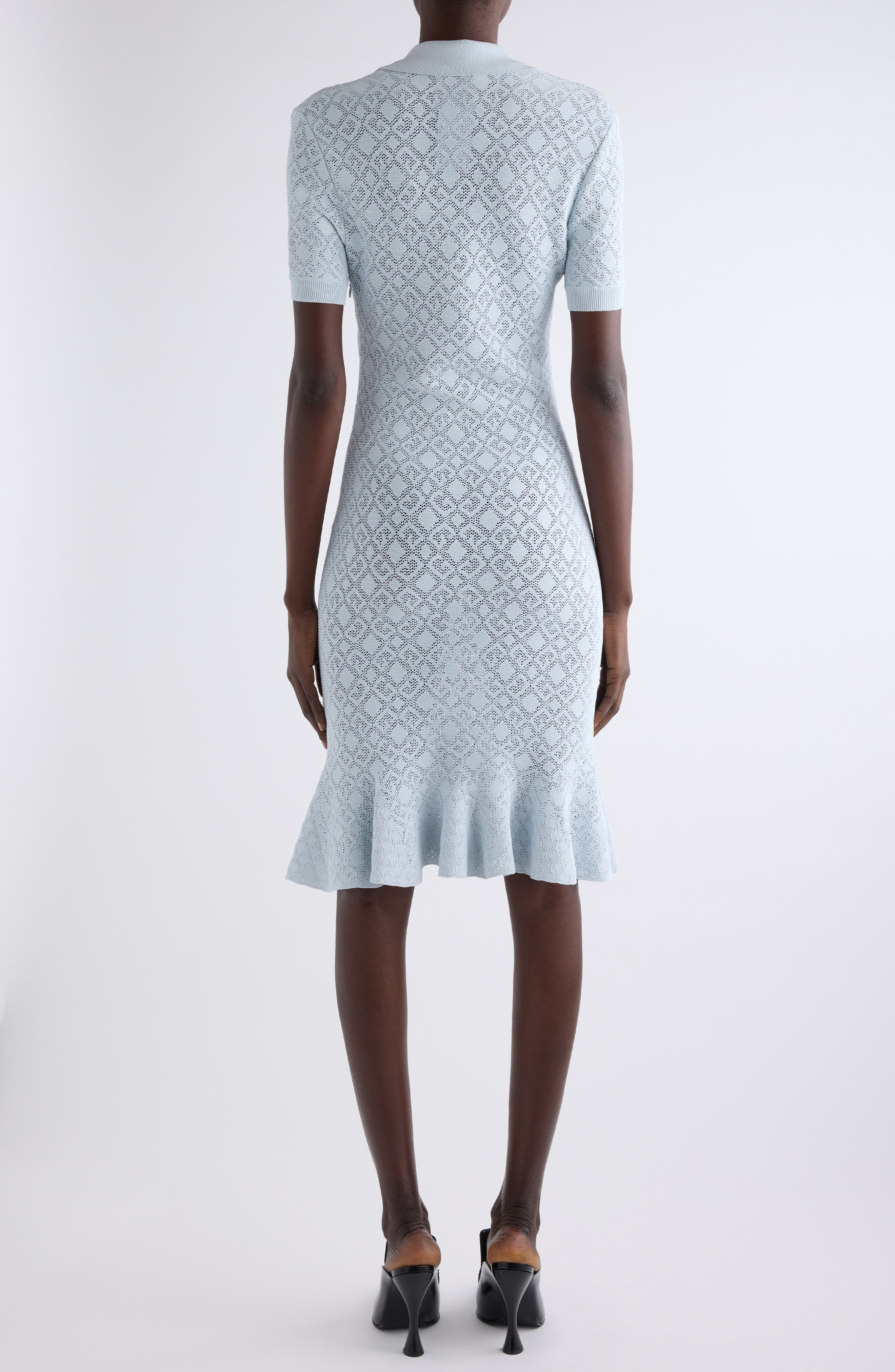Givenchy Monogram 72 Jacquard Knit Polo Dress in Pale Blue at Nordstrom - 3