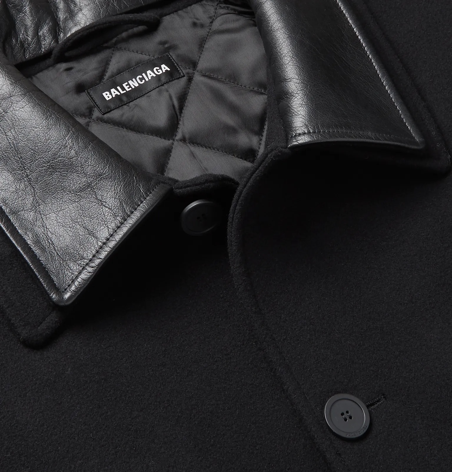 Logo-Embroidered Leather-Trimmed Brushed Wool and Cashmere-Blend Padded Coat - 5