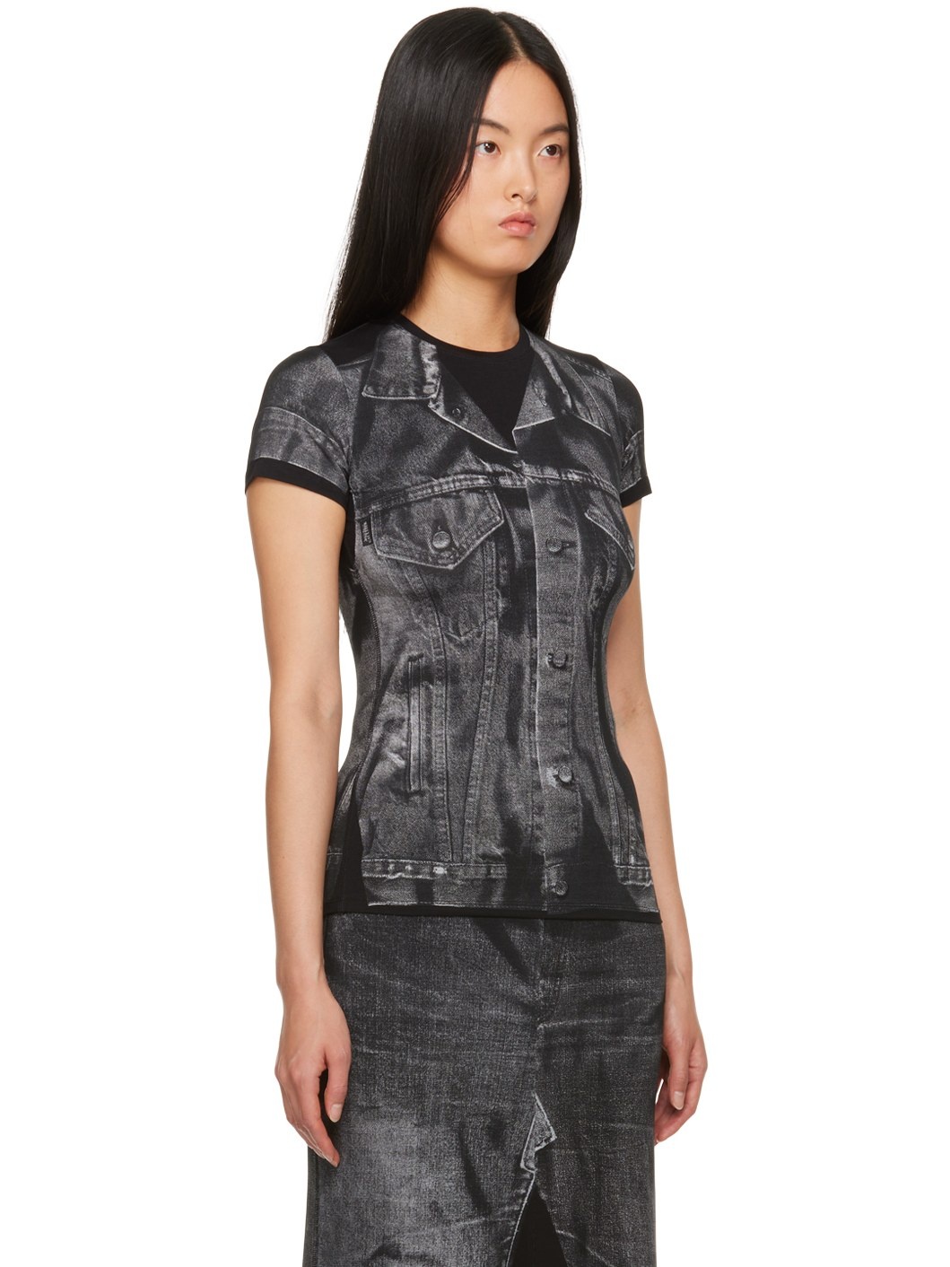 Black Trompe L'œil T-Shirt - 2