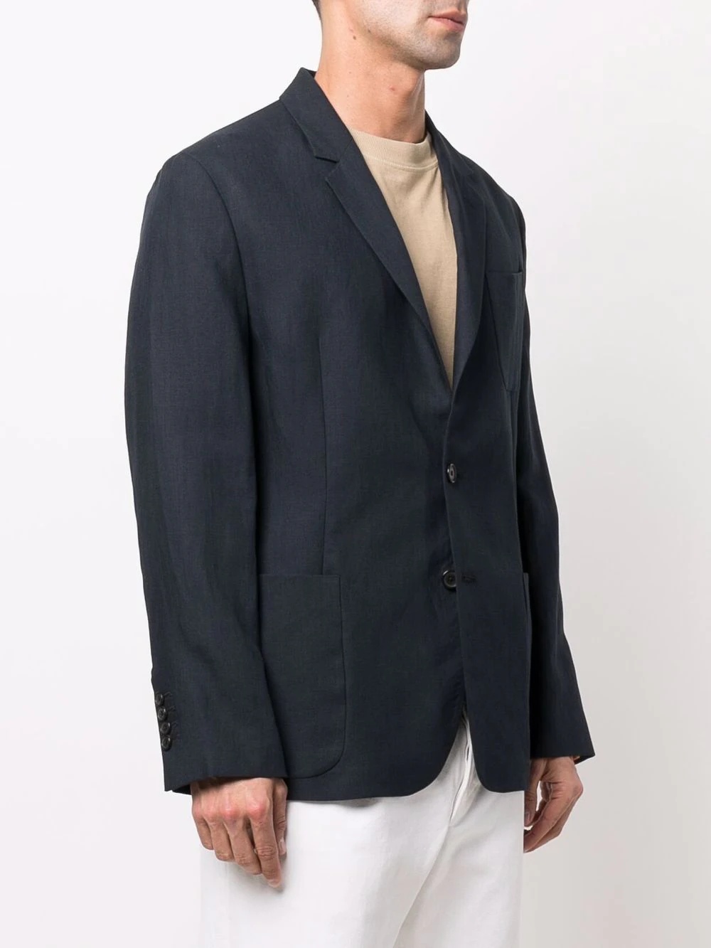 single-breasted linen blazer - 3