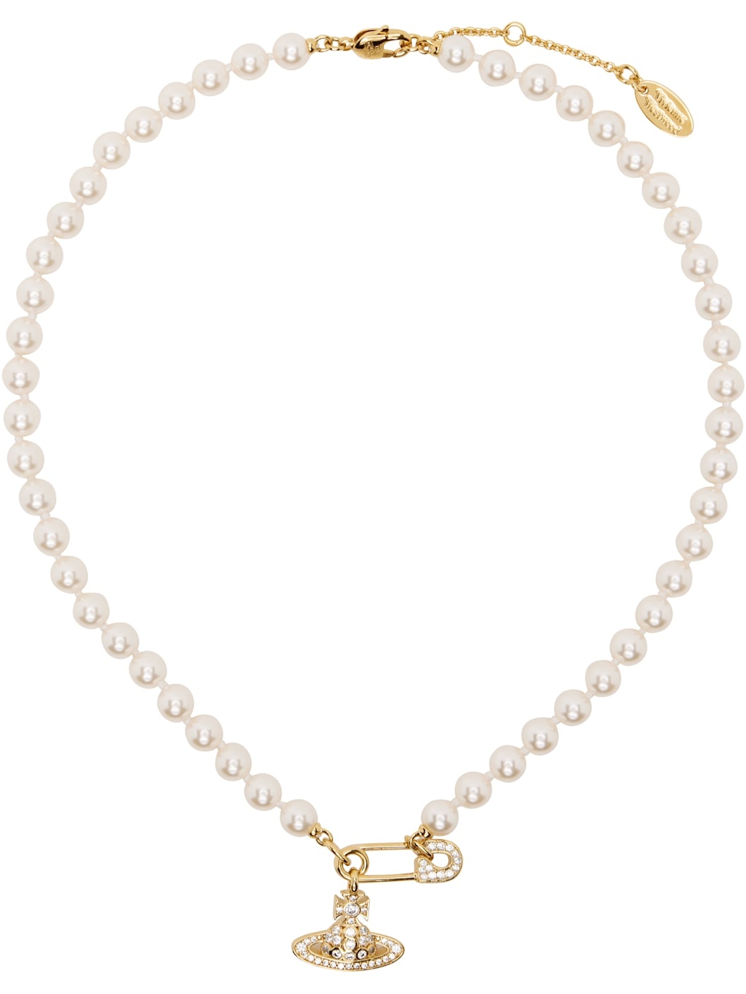 Gold & White Lucrece Pearl Necklace - 1