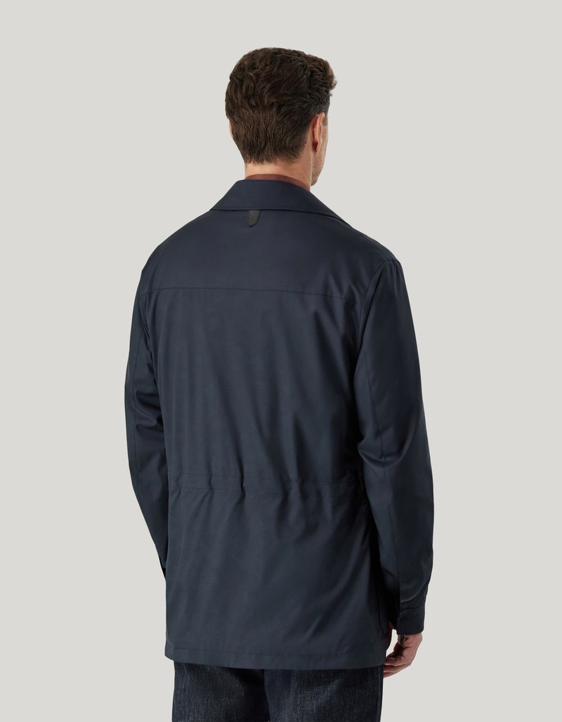 CANALI NUVOLA MAESTRALE TECHNICAL FABRIC FIELD JACKET IN BLUE 4