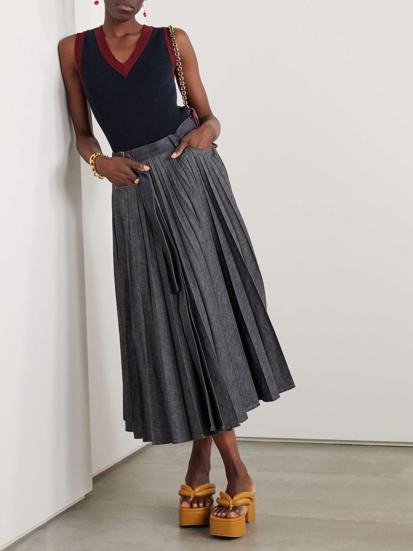 sacai 2025AW Paisley Print Skirt【未使用】 SACAI Bandana-Print Pleated Maxi Skirt - Bergdorf Goodman
